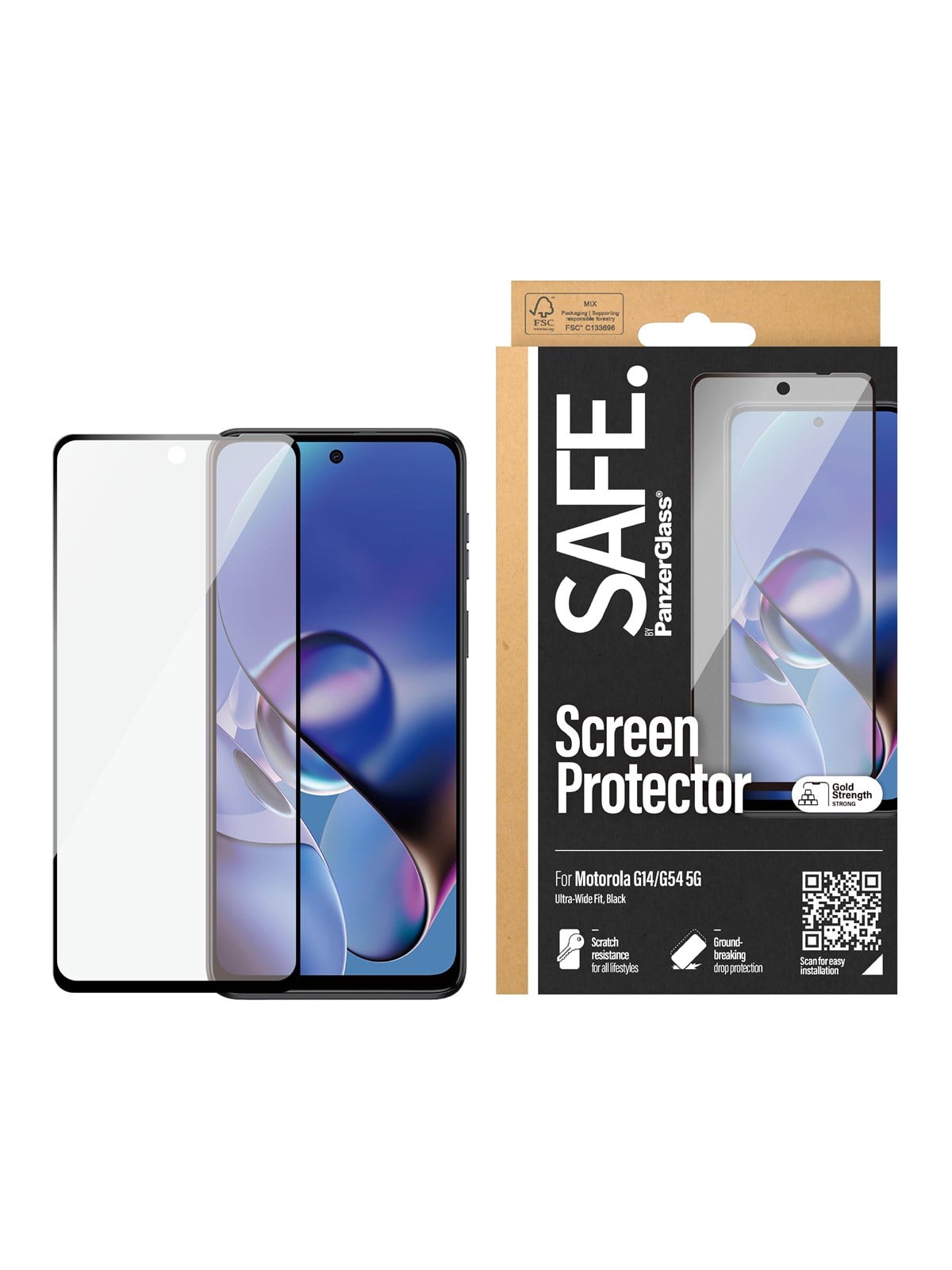 Safe by Panzerglass Screen Protector Motorola G14 4G | G54 5G | Ultra-wide Fit - Handys Schutzfolie - Safe95604