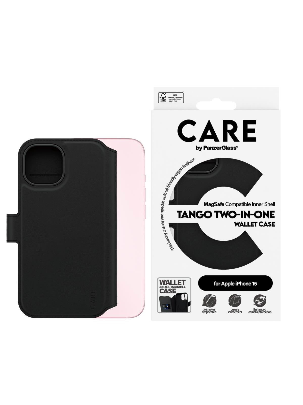 Care by Panzerglass Feature Case Tango Two-in-one Wallet w. Magsafe Iphone 15 - Handys Cover Cases - Panzer1159