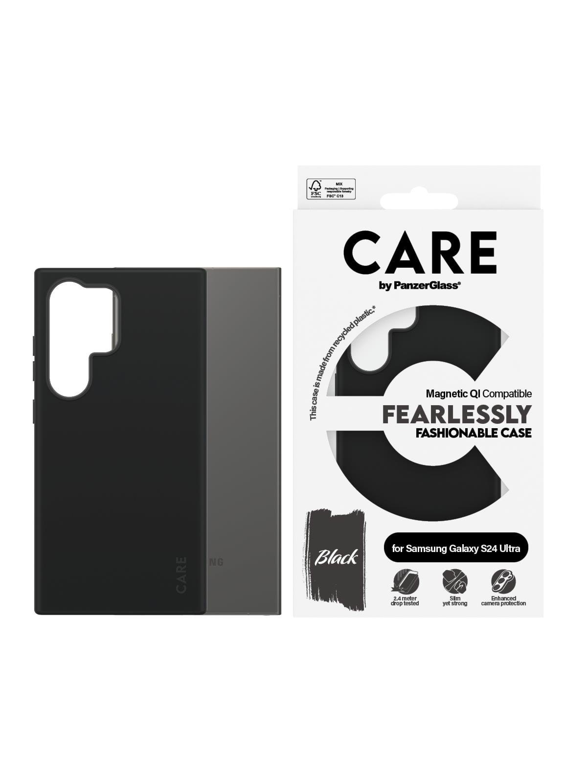 Care by Panzerglass Fashionable Case Black w. QI Compatible Samsung Galaxy S24 Ultra - Handys Cover Cases - Panzer1168