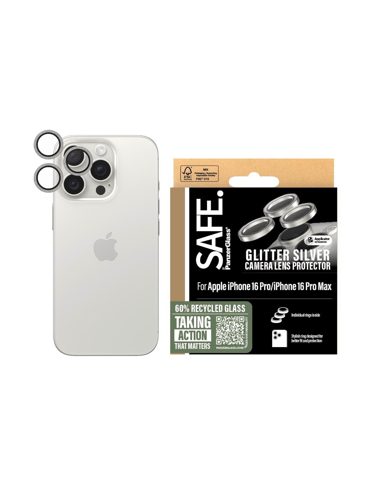 Safe by Panzerglass Camera Lens Protector Glitter Silver Iphone 16 Pro | 16 Pro Max - Handys Schutzfolie - Safe95893