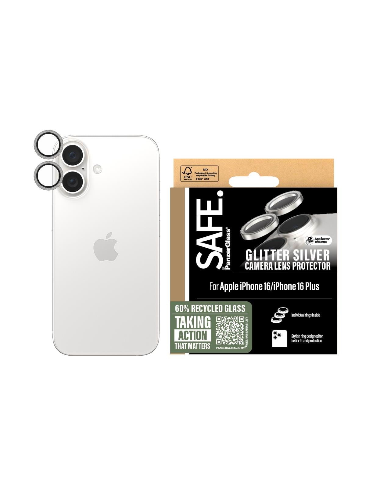 Safe by Panzerglass Camera Lens Protector Glitter Silver Iphone 16 | 16 Plus - Handys Anderes Zubehoer - Safe95892