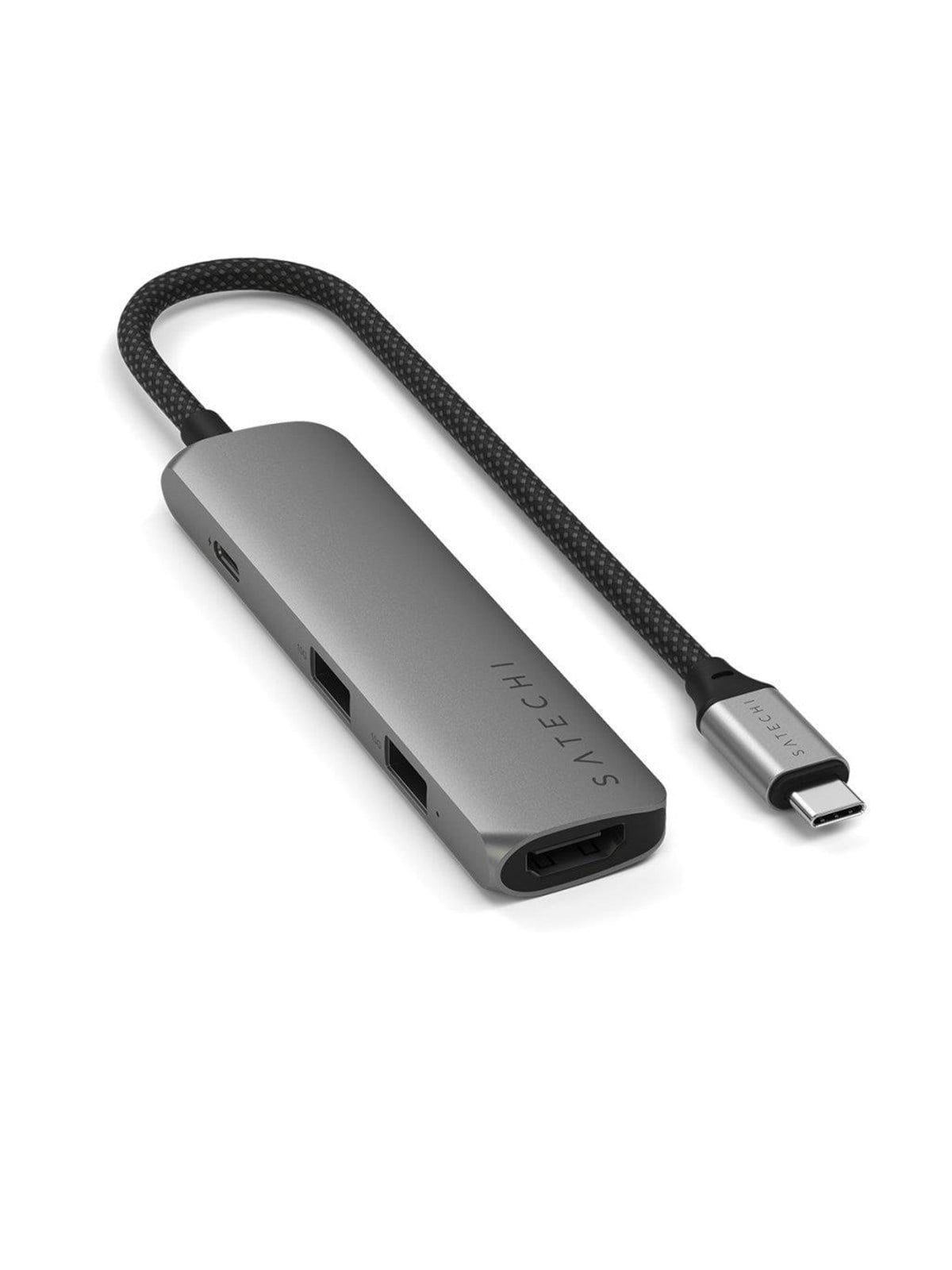 Satechi 4-in-1 Usb-c Slim Multiport Adapter 4K - Space Grey - Dockingstationen - St-p4sm