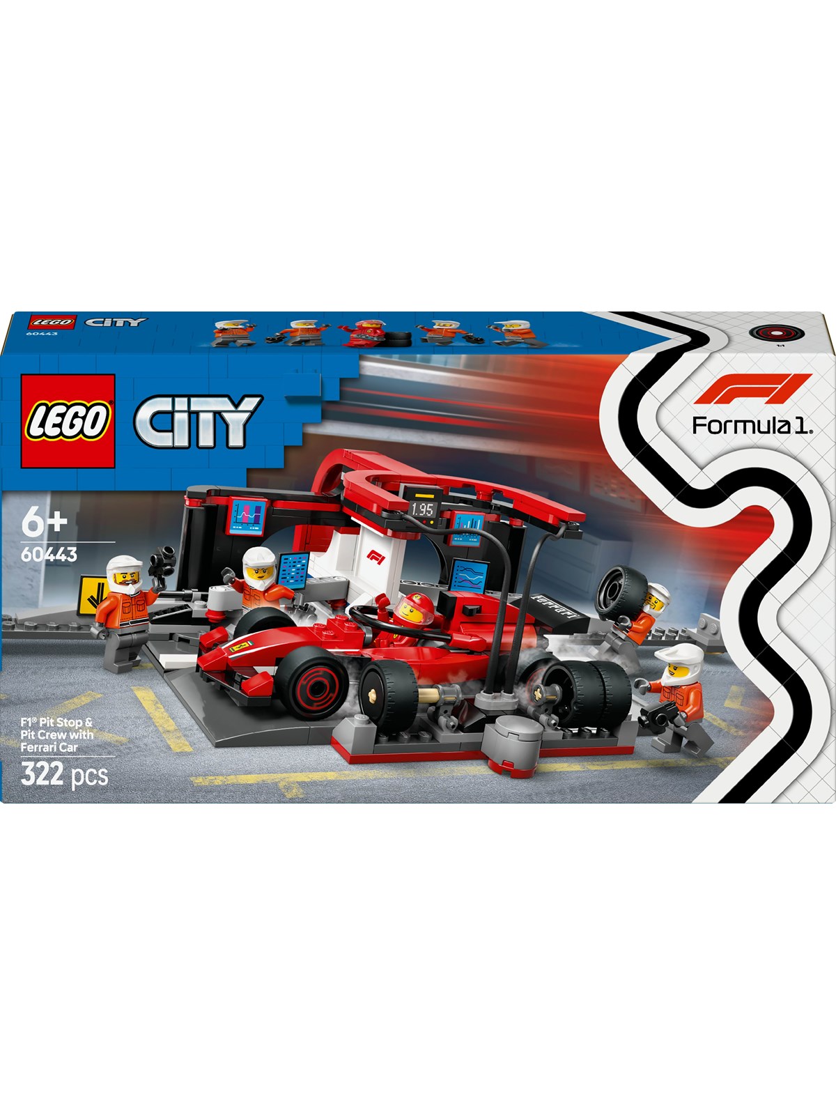 Lego City 60443 F1 Boxenstopp Mit Boxencrew Und Ferrari Flitzer