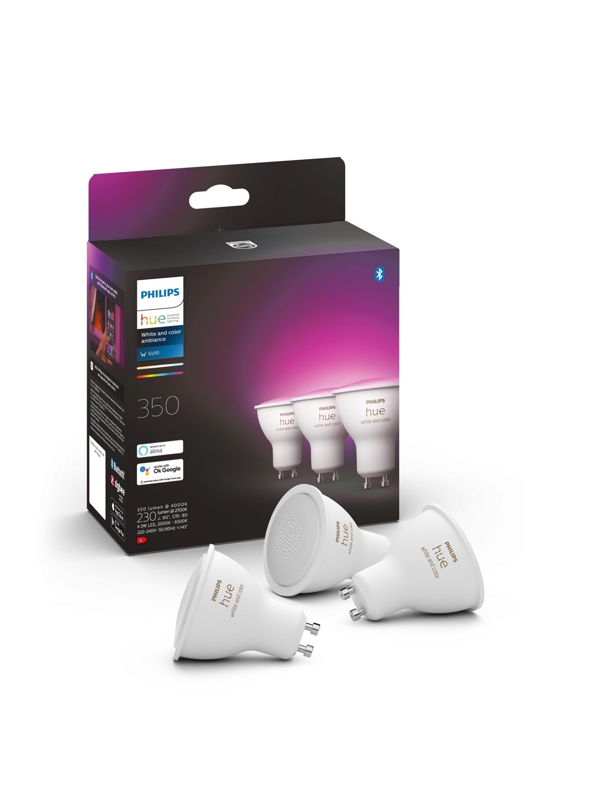 Philips Hue Color Gu10 Spotlight - 3-pack - Smart Home - 929003666503