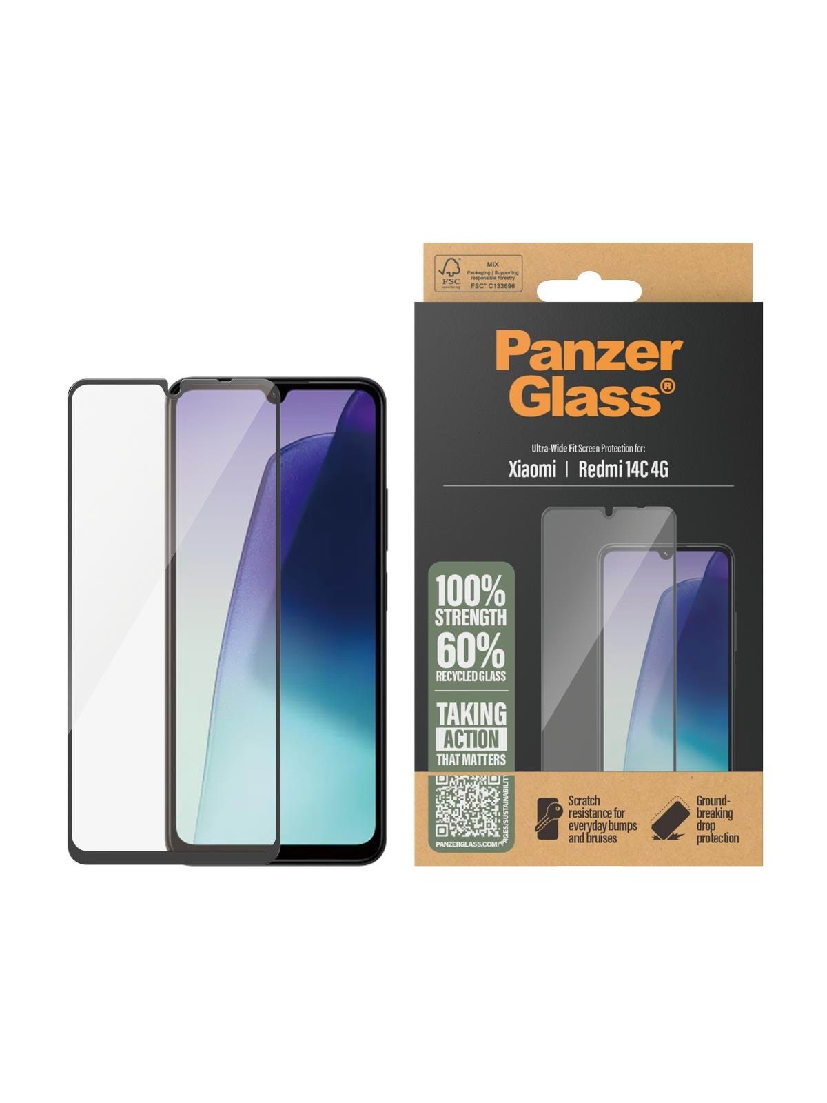 Panzerglass Screen Protector Xiaomi Redmi 14c | Ultra-wide Fit - Handys Schutzfolie - Pgrnuwfg58421