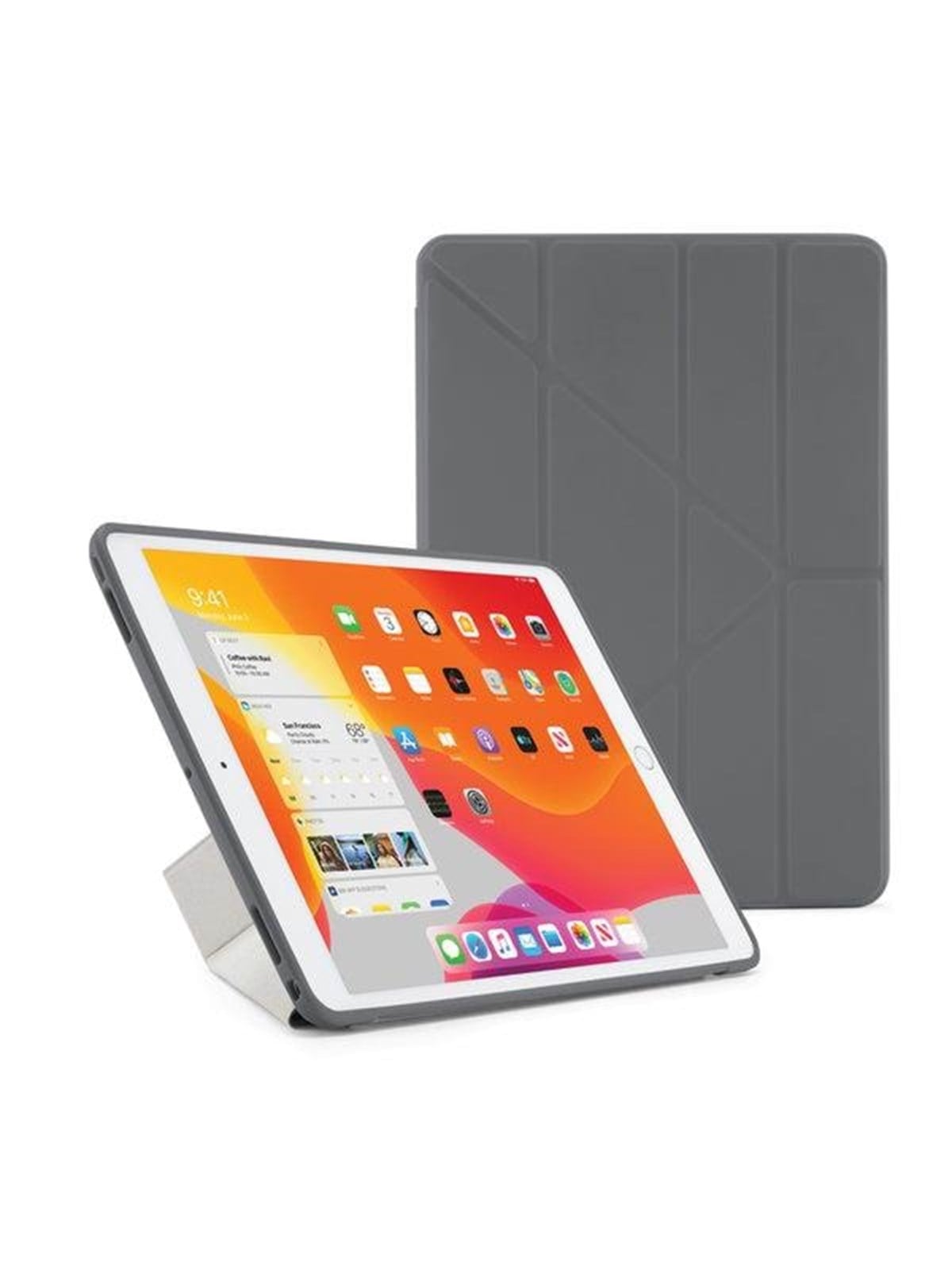 Pipetto Ipad 10.2" 2019/2020 Origami Case With Tpu Back - Grey - Tablets Cover Case - P052-50-7