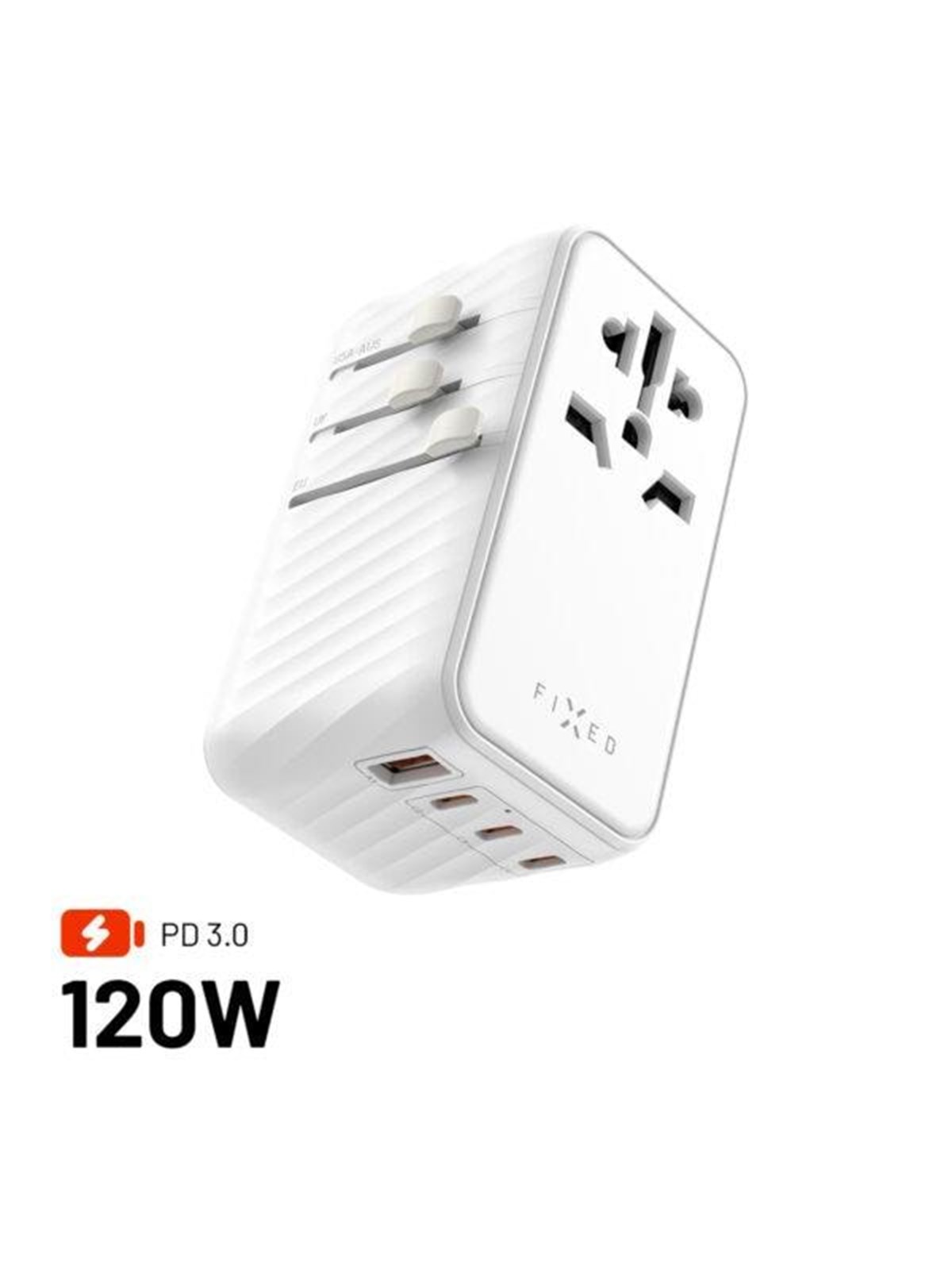 Fixed Travel Charger Usb-c/usb-a 120w Eu/uk/usa/aus White - Handys Adapter Und Ladegeraete - Fixct120-3c1a-wh