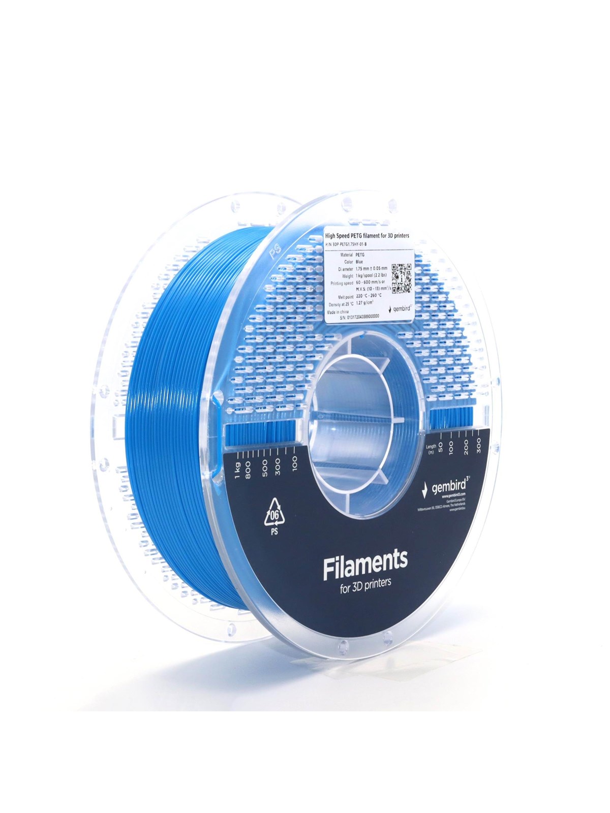 Gembird High Speed Petg (Pet, Pett) - Blue - 1.75mm ø - 1 kg - Filament 3D Drucker - 3dp-petg1.75hy-01-b