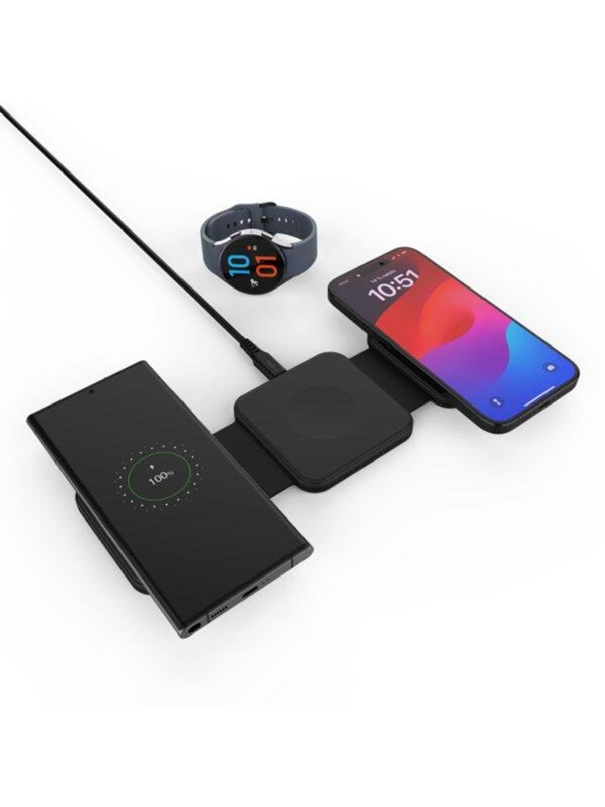 Fixed Flex Samsung 3in1 Foldable Wireless Charger - Black - Handys Adapter Und Ladegeraete - Fixfle-sa-bk