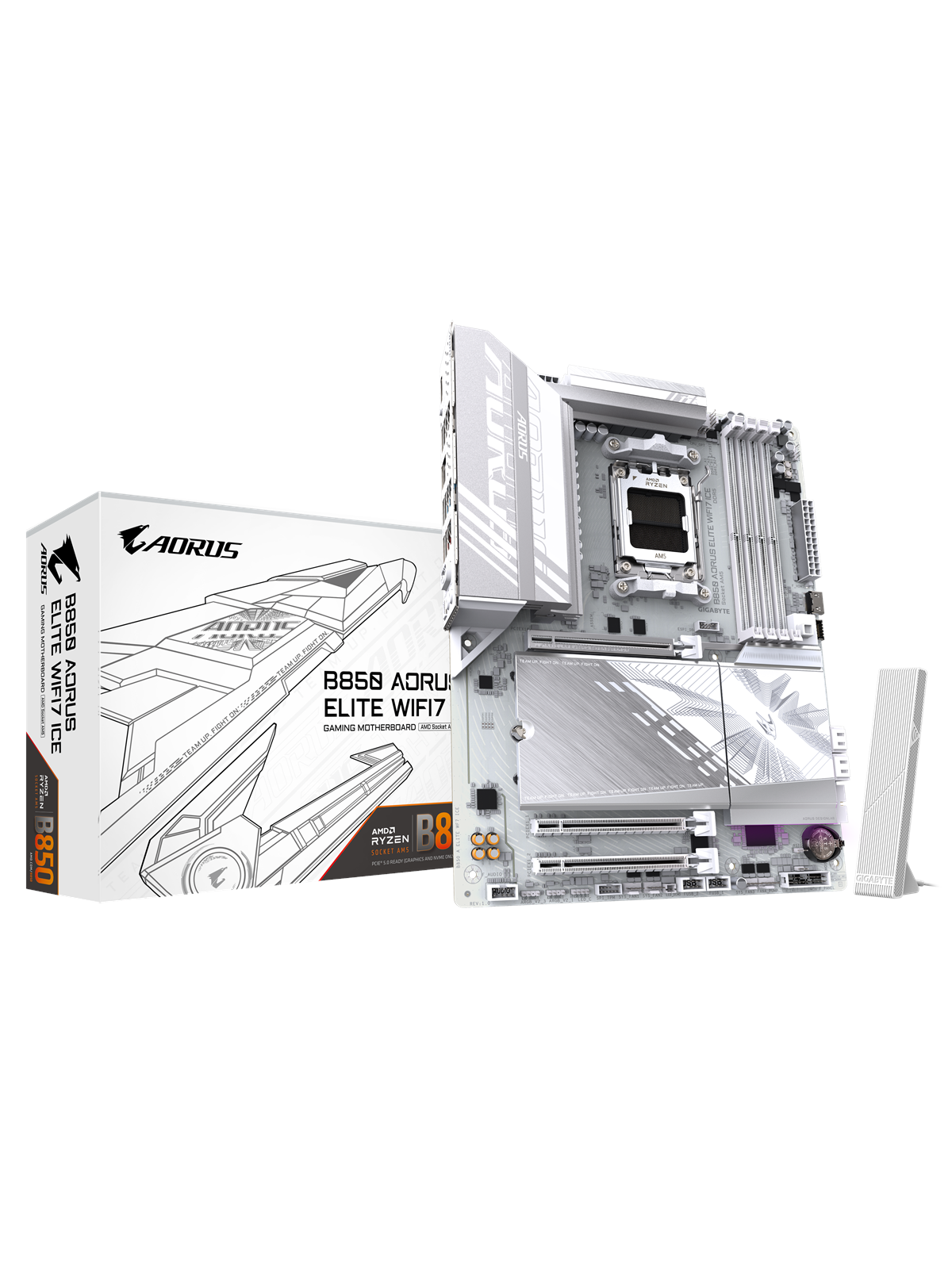 Gigabyte B850 Aorus Elite Wifi7 Ice Mainboard - Amd B850 - Amd Am5 Socket - Ddr5 Ram - Atx - B850 A Elite Wf7 Ice