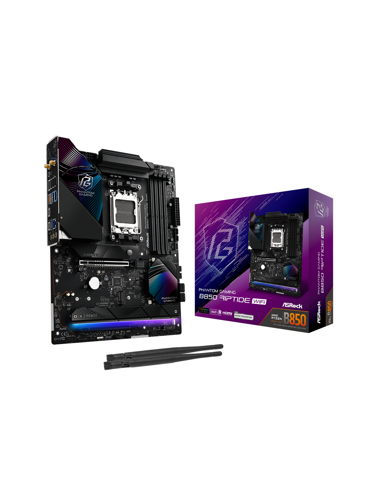 Asrock B850 Riptide Wifi Mainboard - Amd B850 - Amd Am5 Socket - Ddr5 Ram - Atx - 90-mxbqt0-a0uayz
