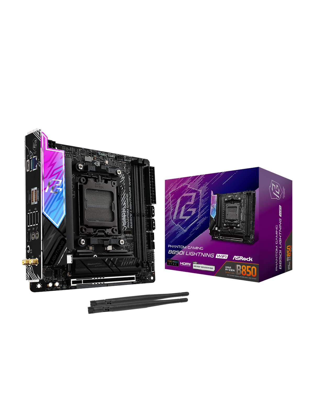 Asrock B850i Lightning Wifi Mainboard - Amd B850 - Amd Am5 Socket - Ddr5 Ram - Mini-itx - 90-mxbqr0-a0uayz
