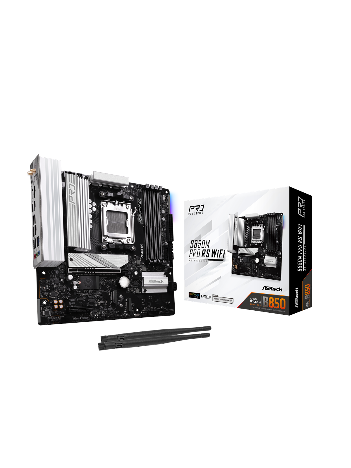 Asrock B850m Pro RS Wifi Mainboard - Amd B850 - Amd Am5 Socket - Ddr5 Ram - Micro-atx - 90-mxbr70-a0uayz