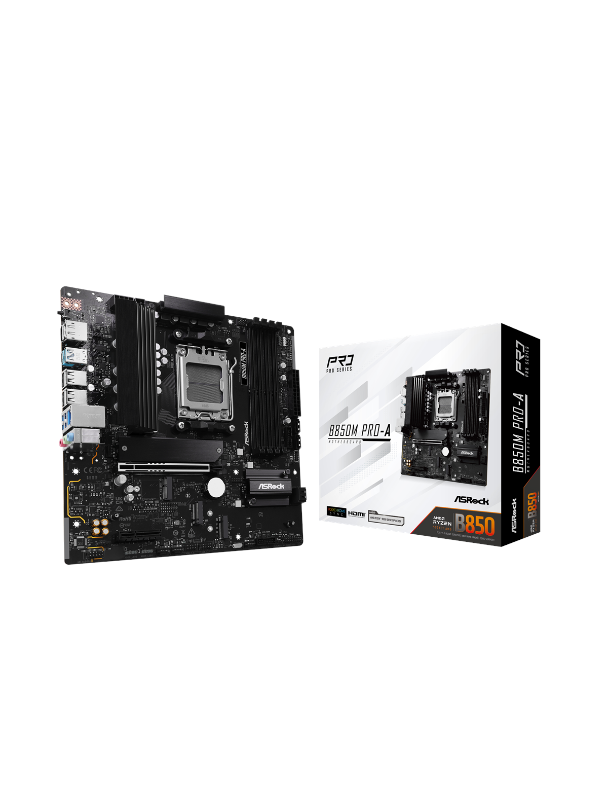 Asrock B850m Pro-a Mainboard - Amd B850 - Amd Am5 Socket - Ddr5 Ram - Micro-atx - 90-mxbr80-a0uayz
