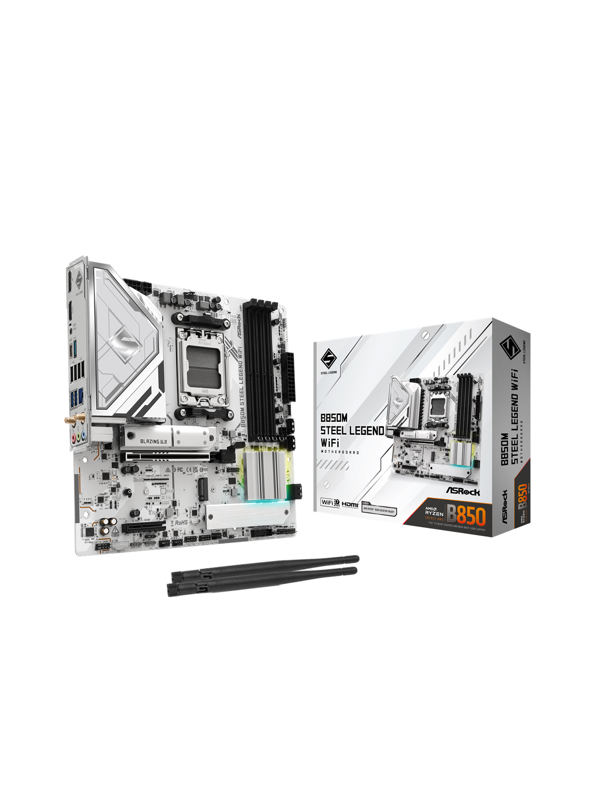 Asrock B850m Steel Legend Wifi Mainboard - Amd B850 - Amd Am5 Socket - Ddr5 Ram - Micro-atx - 90-mxbs20-a0uayz