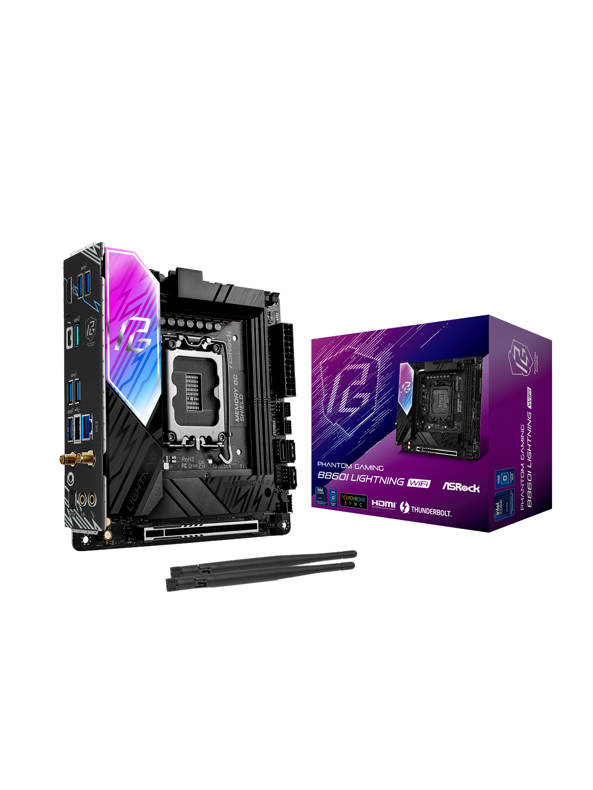 Asrock B860i Lightning Wifi Mainboard - Intel B860 - Intel Lga1851 Socket - Ddr5 Ram - Mini-itx - 90-mxbrz0-a0uayz