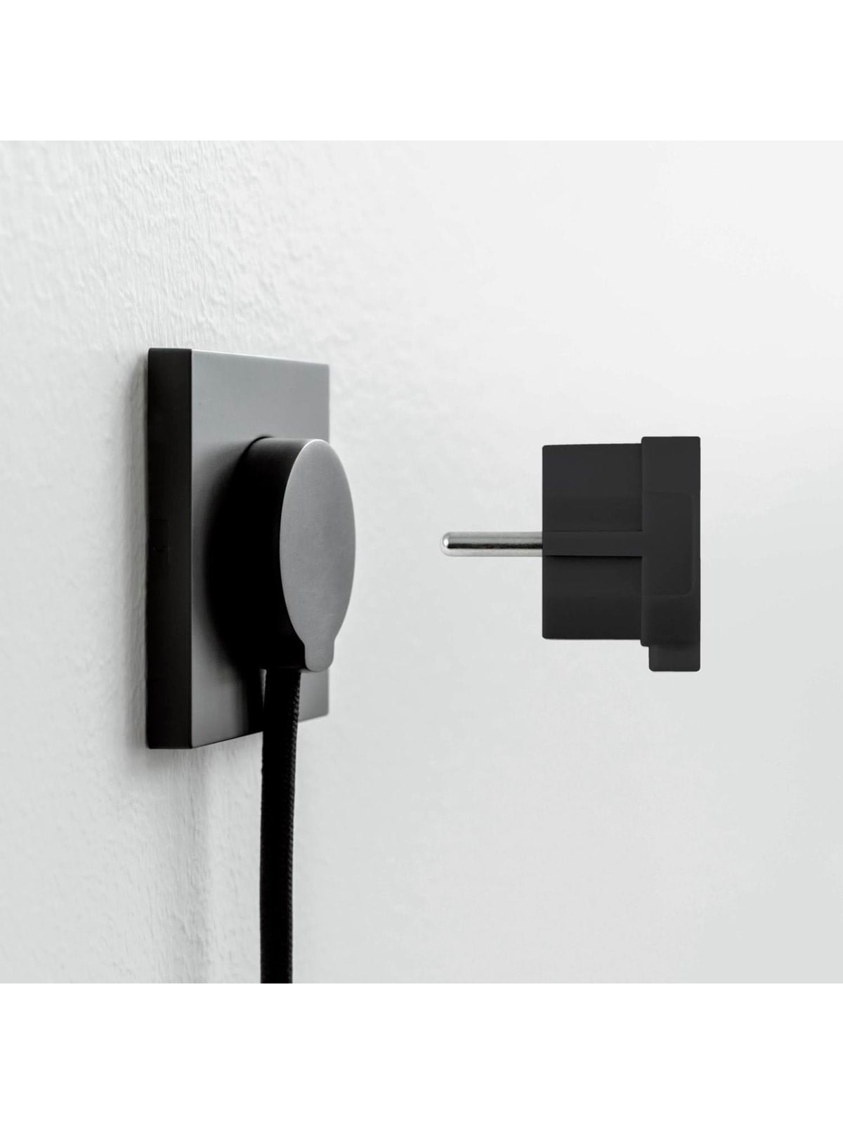 Norm F Flacher Stecker, Mattschwarz (Schuko-standard) - Schaltereinheiten - 43022