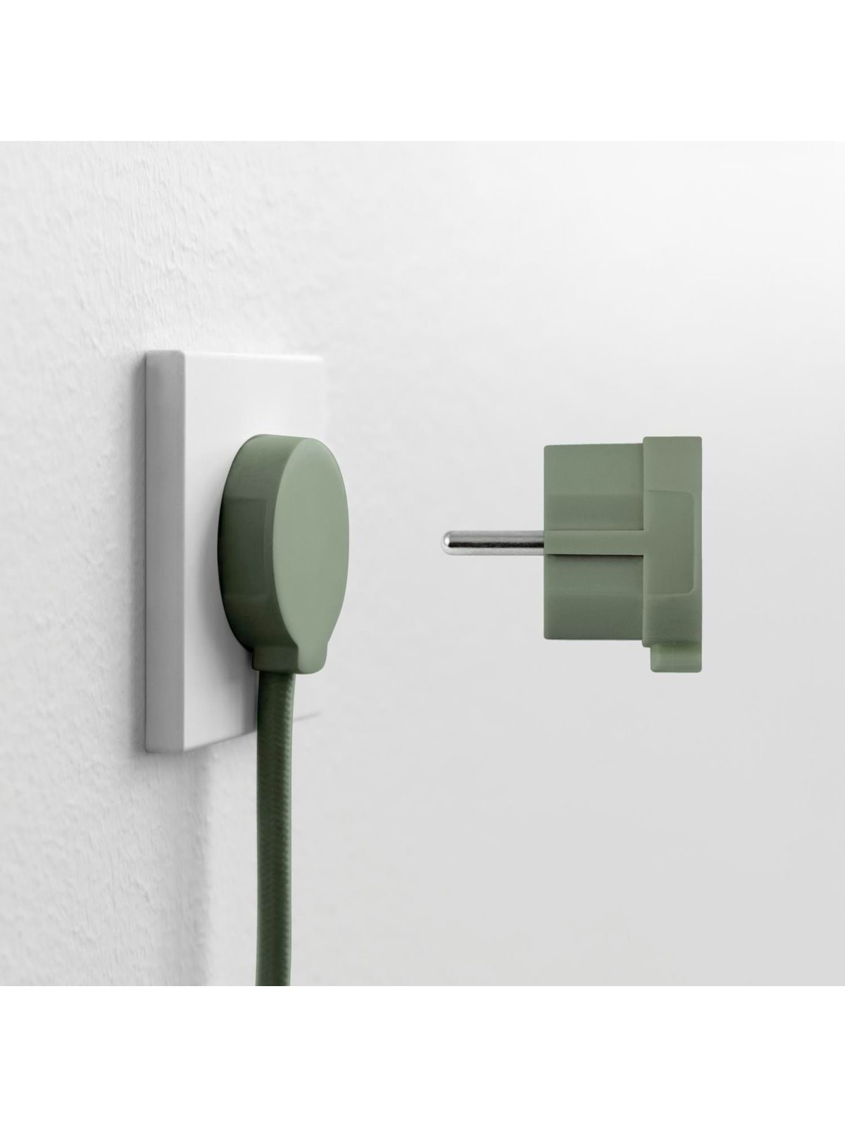 Norm F Flacher Stecker, Mattgrün (Schuko-standard) - Schaltereinheiten - 43024