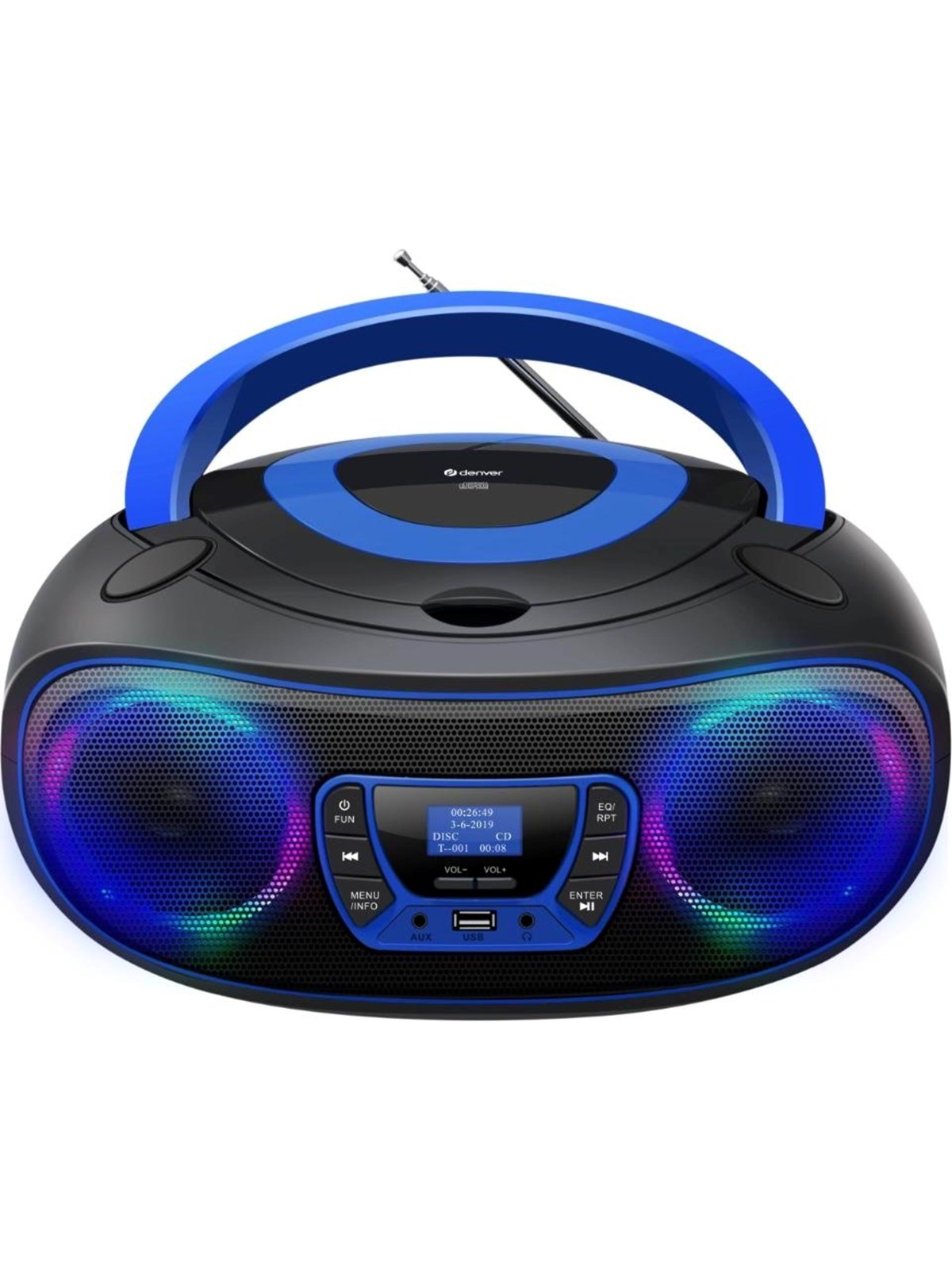 Denver Tdb-212bu - Blue - Dab+ Boombox With Bluetooth & CD Player