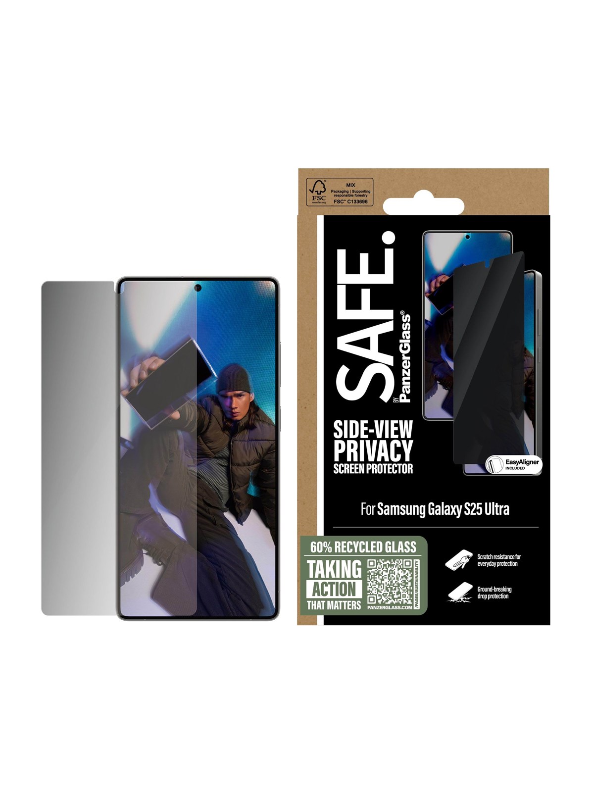 Safe by Panzerglass Privacy Screen Protector Samsung Galaxy S25 Ultra | Ultra-wide Fit - Handys Schutzfolie - Sarpuwfg38488