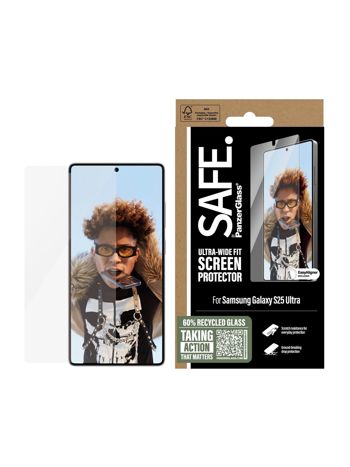 Safe by Panzerglass Screen Protector Samsung Galaxy S25 Ultra | Ultra-wide Fit w. Aligner - Handys Schutzfolie - Sarnuwfg38488