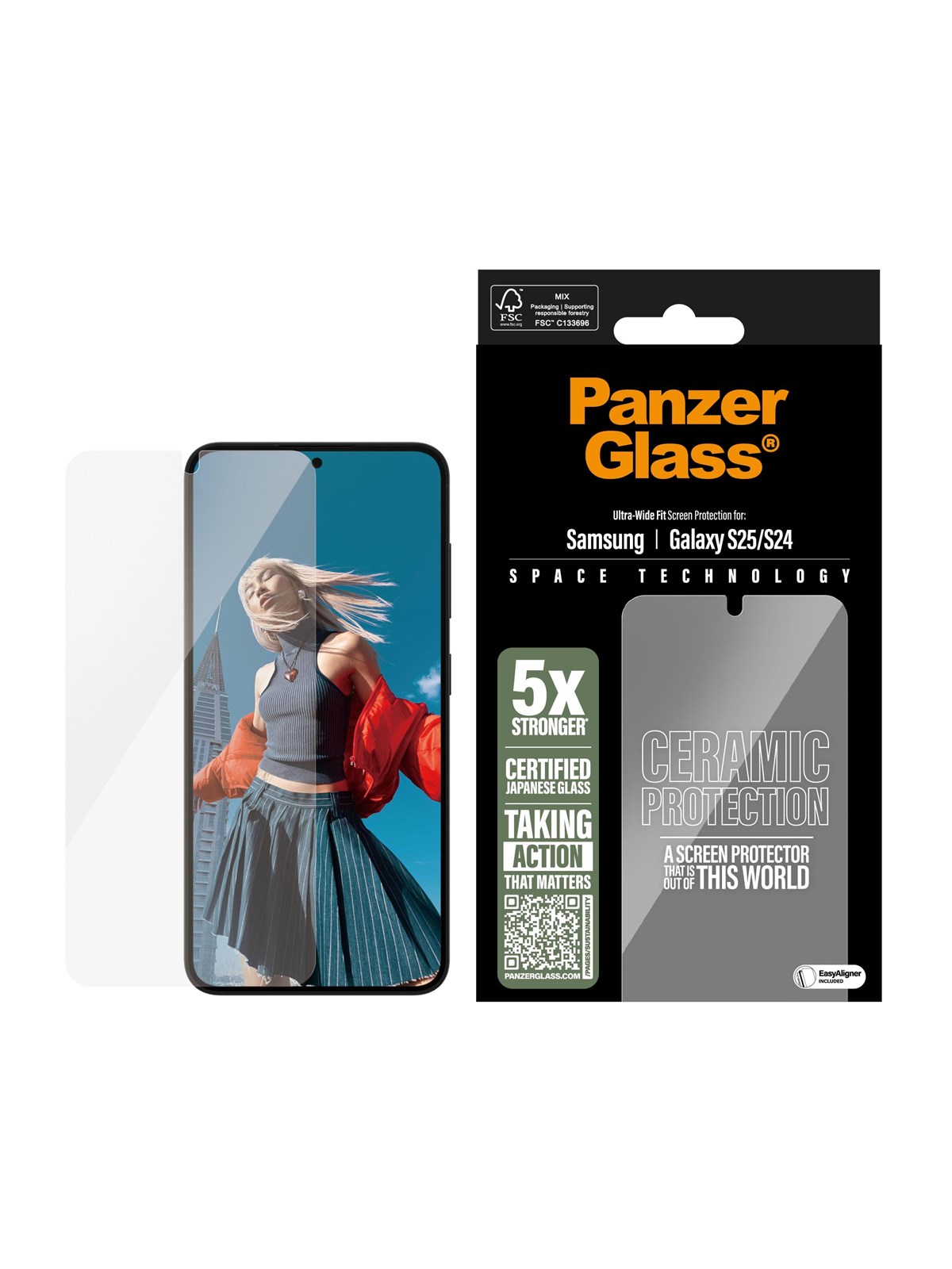 Panzerglass Ceramic Screen Protector Samsung Galaxy S25 | Ultra-wide Fit - Handys Schutzfolie - Pgruwfcg38388
