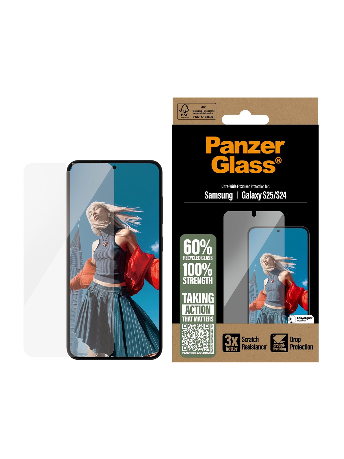Panzerglass Screen Protector Samsung Galaxy S25 | Ultra-wide Fit - Handys Schutzfolie - Pgrnuwfg38388