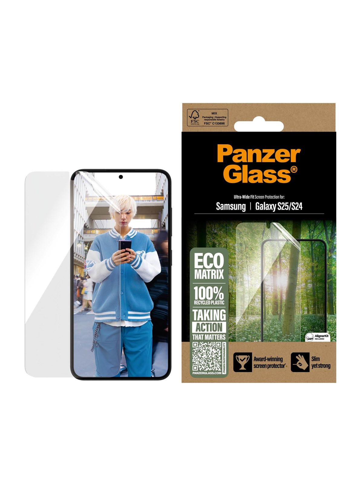 Panzerglass Eco Matrix Screen Protector Samsung Galaxy S25 | Ultra-wide Fit - Handys Schutzfolie - Pgrmuwfg38388
