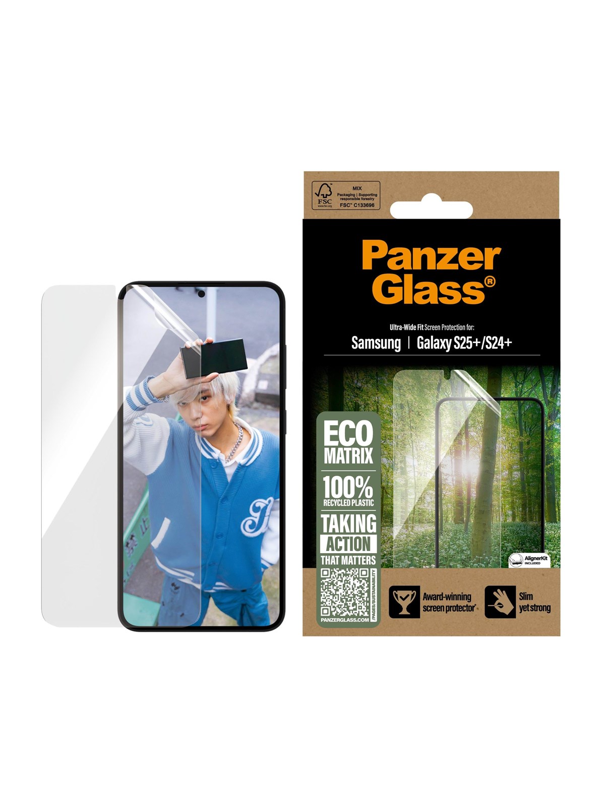 Panzerglass Eco Matrix Screen Protector Samsung Galaxy S25+ | Ultra-wide Fit - Handys Schutzfolie - Pgrmuwfg37942