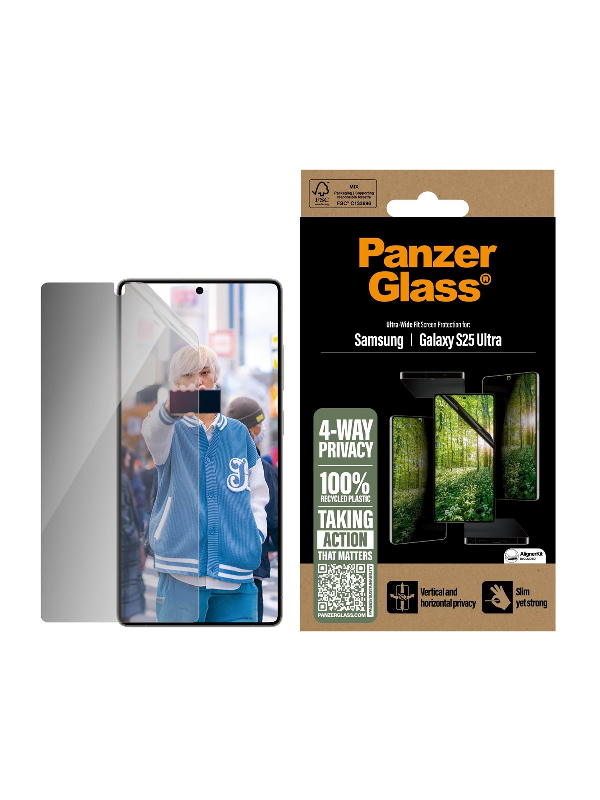 Panzerglass Eco Matrix 4-way Privacy Screen Protector Samsung Galaxy S25 Ultra | Ultra-wide Fit - Handys Schutzfolie - Pgrmfpug38488