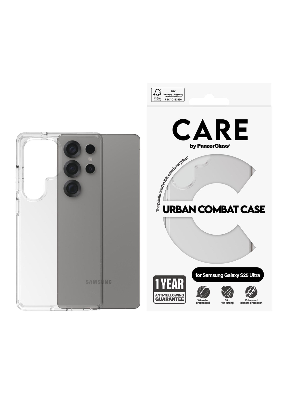 Care by Panzerglass Flagship Case Transparent Urban Combat w. Clear Frame Samsung Galaxy S25 Ultra - Handys Cover Cases - Crrfubcg38488