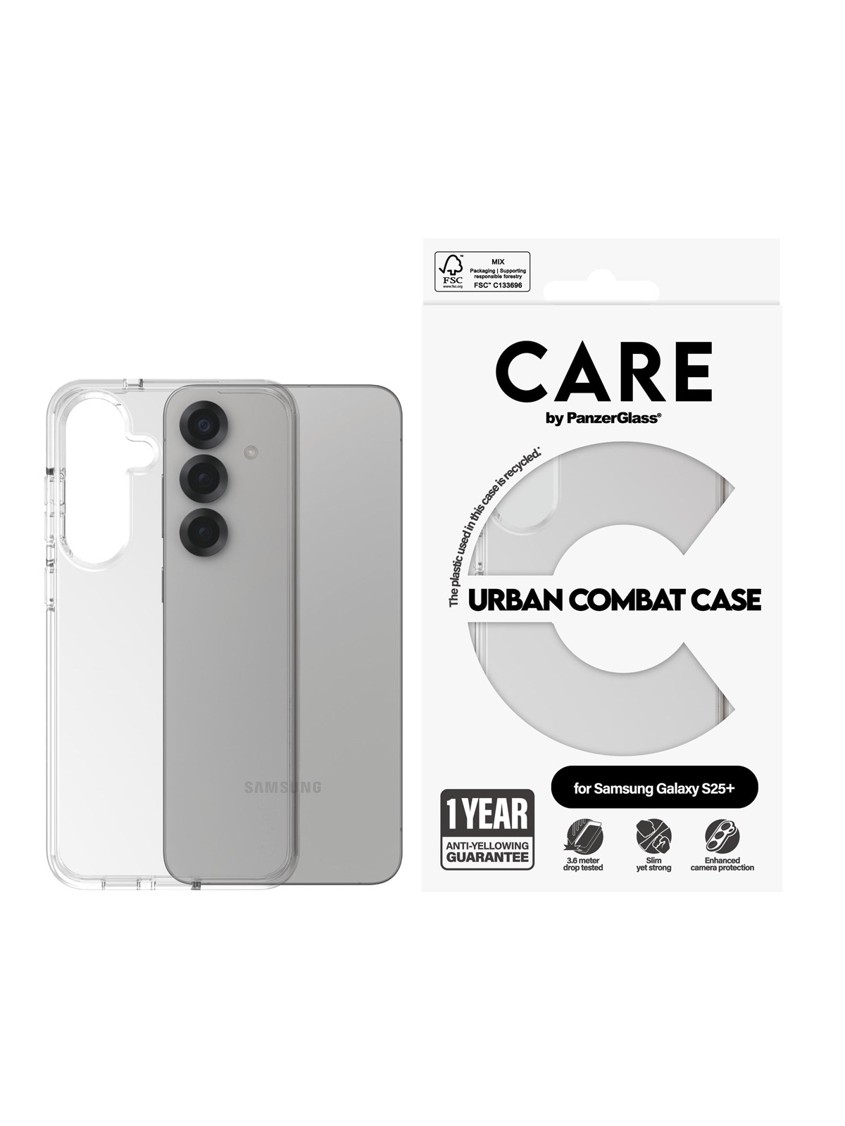 Care by Panzerglass Flagship Case Transparent Urban Combat w. Clear Frame Samsung Galaxy S25+ - Handys Cover Cases - Crrfubcg37942