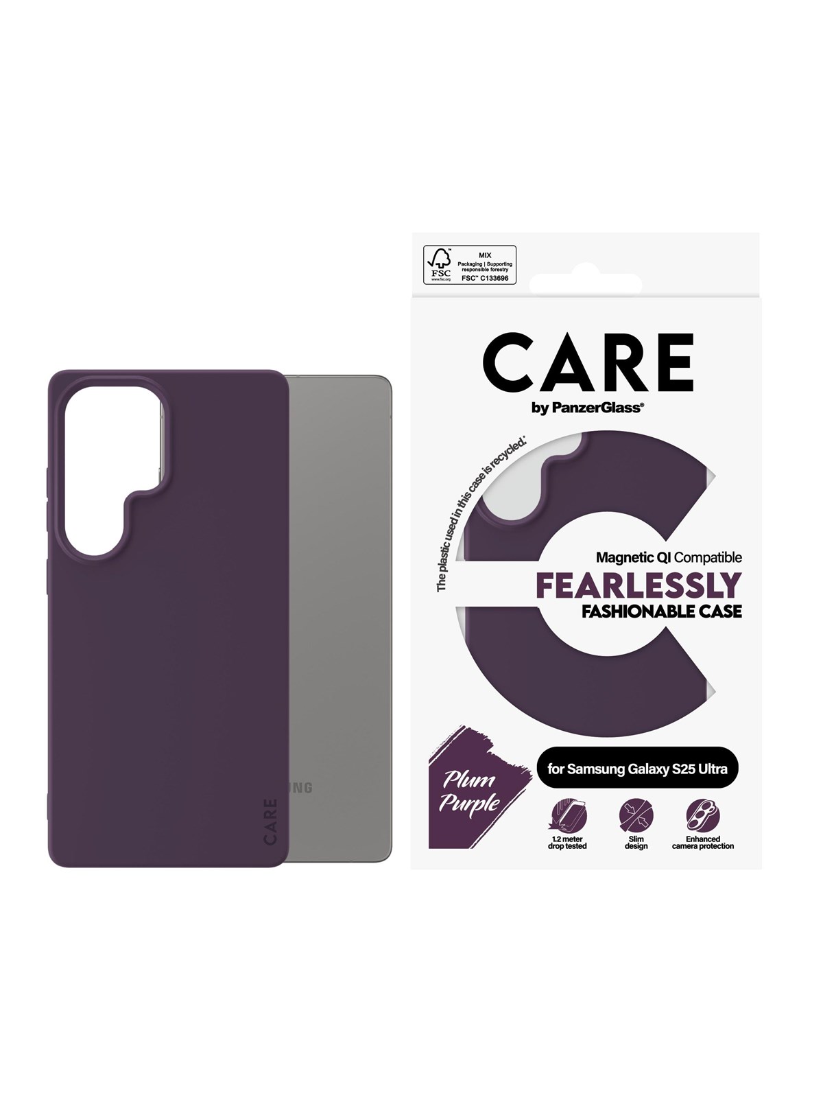 Care by Panzerglass Fashionable Case Plum Purple w. QI Compatible Samsung Galaxy S25 Ultra - Handys Cover Cases - Crrfctqg38488
