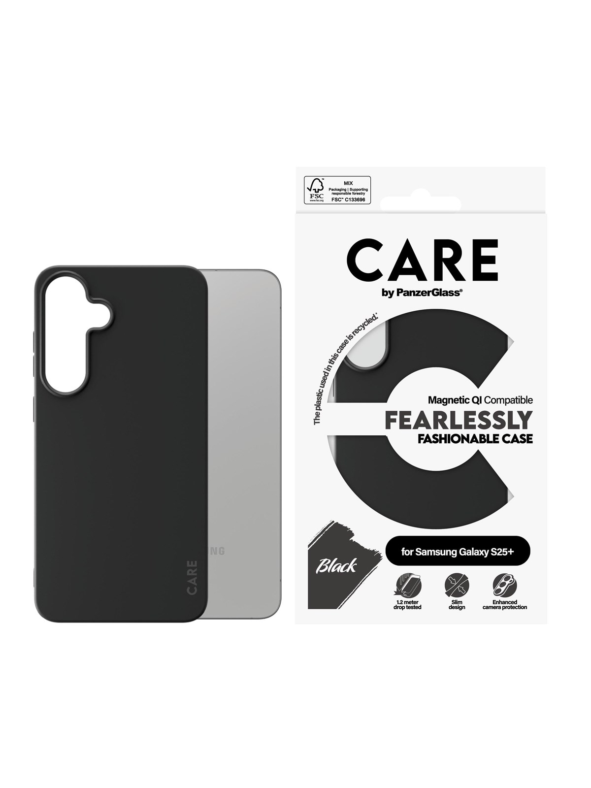 Care by Panzerglass Fashionable Case Black w. QI Compatible Samsung Galaxy S25+ - Handys Cover Cases - Crrfbqig37942