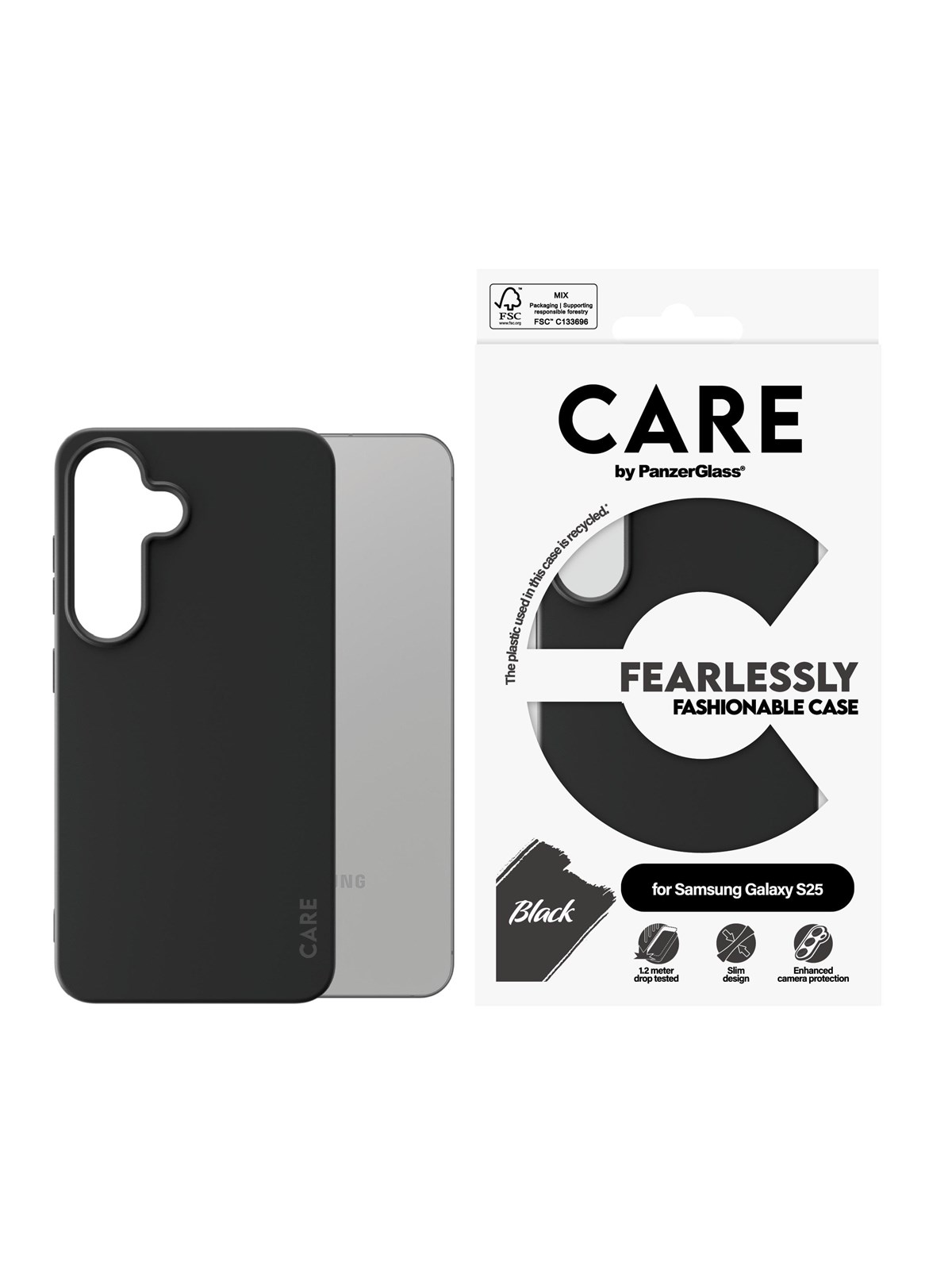 Care by Panzerglass Fashionable Case Black Samsung Galaxy S25 - Handys Cover Cases - Crrfabcg38388