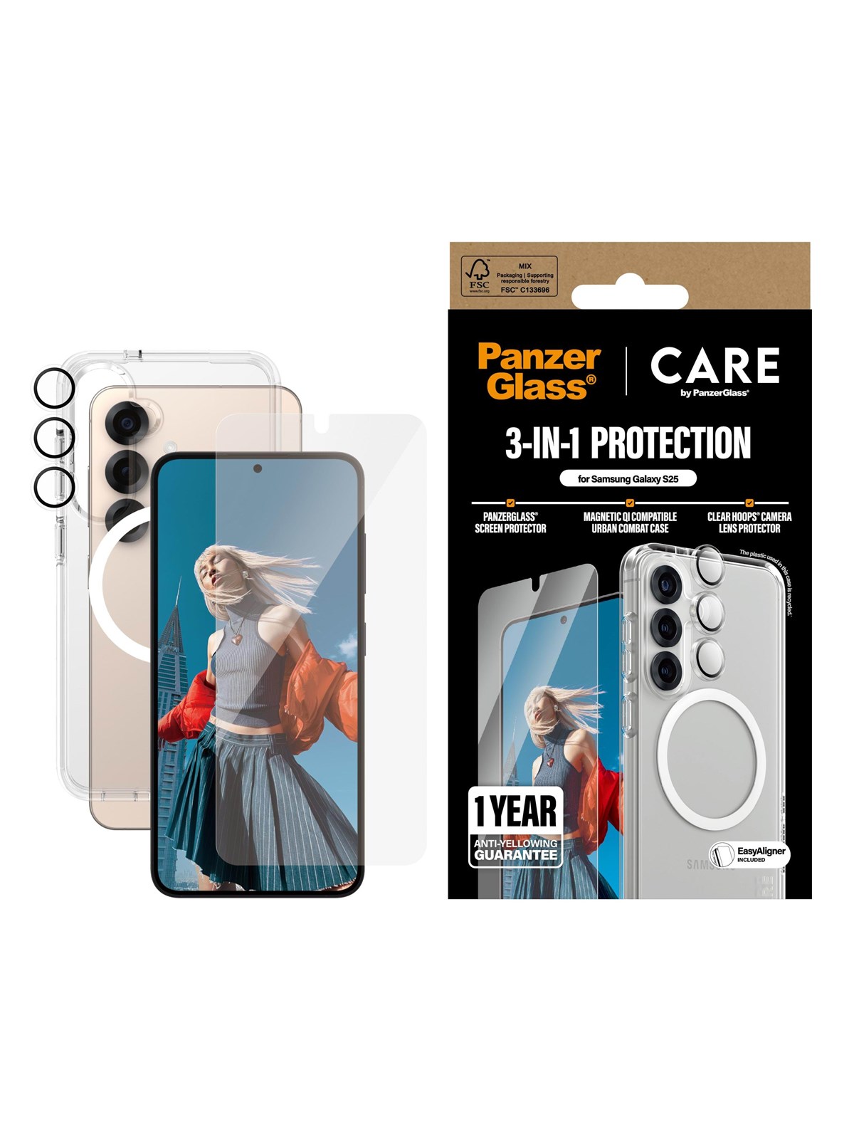 Care by Panzerglass Flagship 3-in-1 Bundle Samsung Galaxy S25 - Handys Schutzfolie - Crrchnug38388