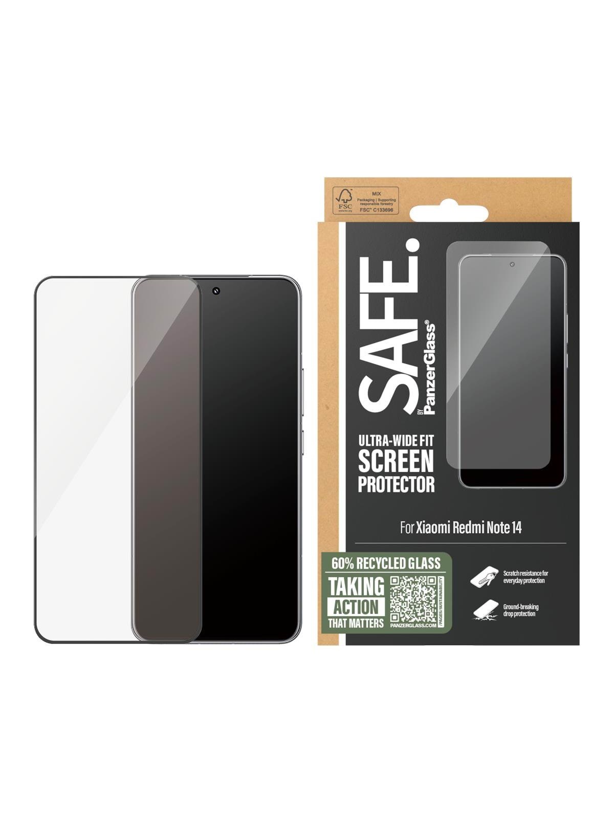 Safe by Panzerglass Screen Protector Xiaomi Redmi Note 14 | Ultra-wide Fit - Handys Schutzfolie - Sarnuwfg59219