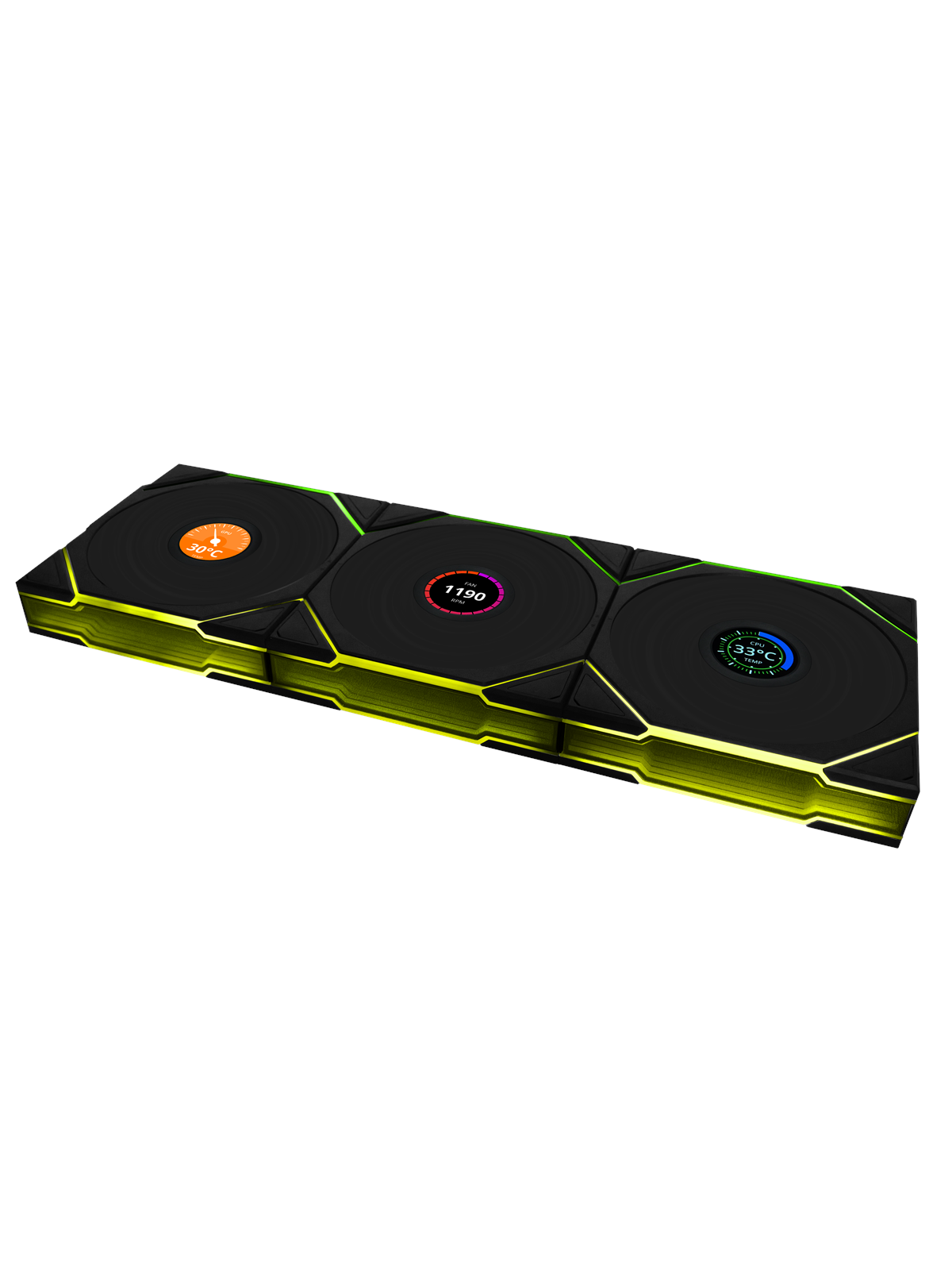 Lian Li Uni Fan TL Wireless Lcd Reverse 3 Pack - Gehäuselüfter - 120mm - Schwarz Mit Rgb Led - 33 Dba - Gehaeuseluefter - G99.12rtllcd1w3b.00