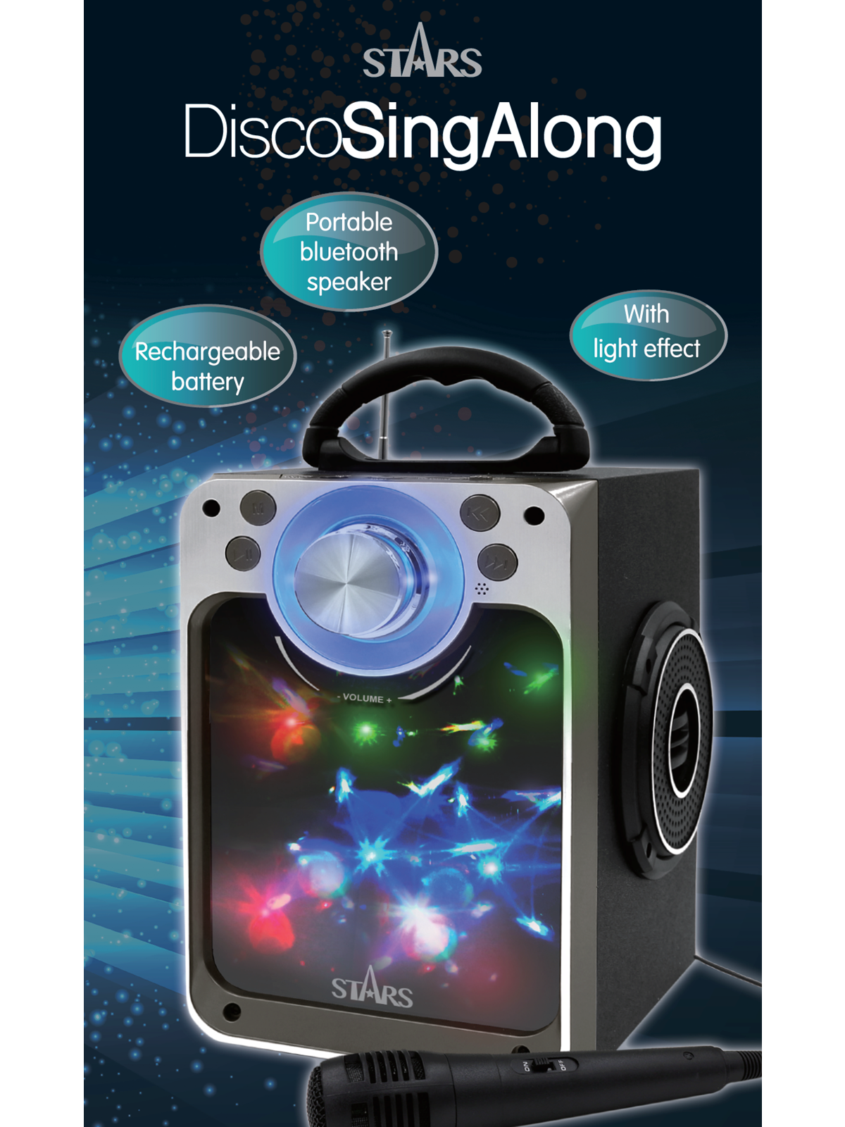 Stars Karaoke Machine With Blue Tooth Disco Led Light Black - Spielzeug - 30135