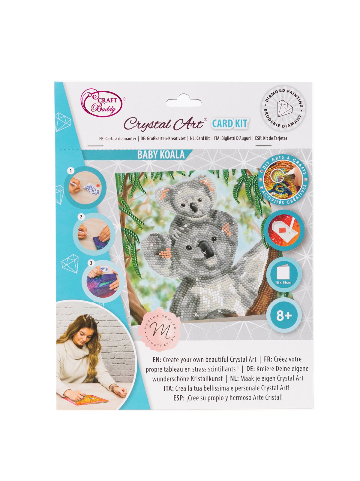 Craft Buddy Koala Cuddles 18x18cm Crystal Art Card - Spielzeug - 103801