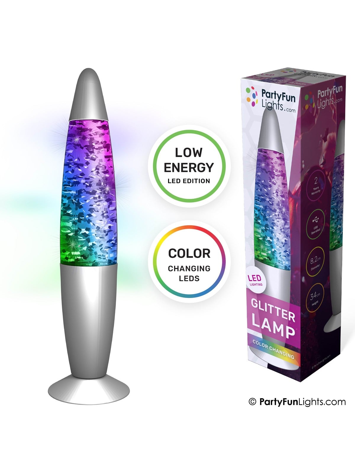 Party Funlight Glitter Lampe - Multifarvet H: 34cm - Musik - 605401