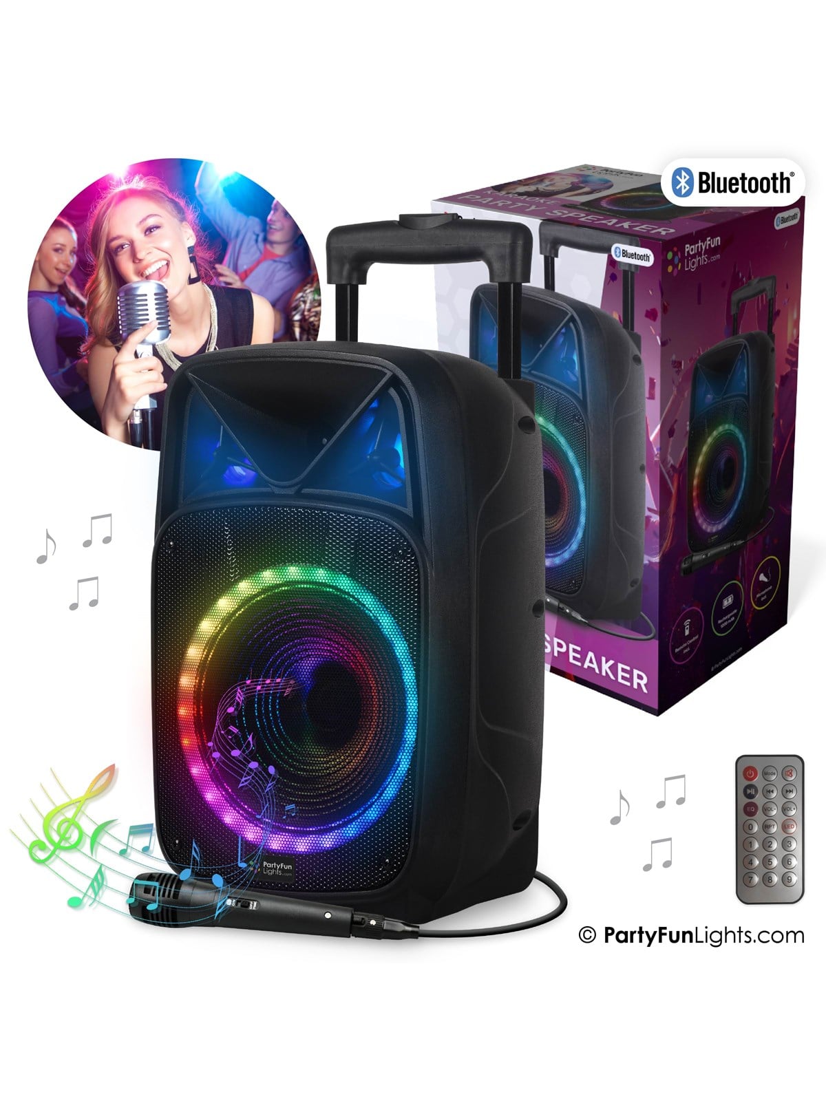 Party Funlight Karaoke Party Højttaler Med Håndtag & Hjul - Musik - 605603