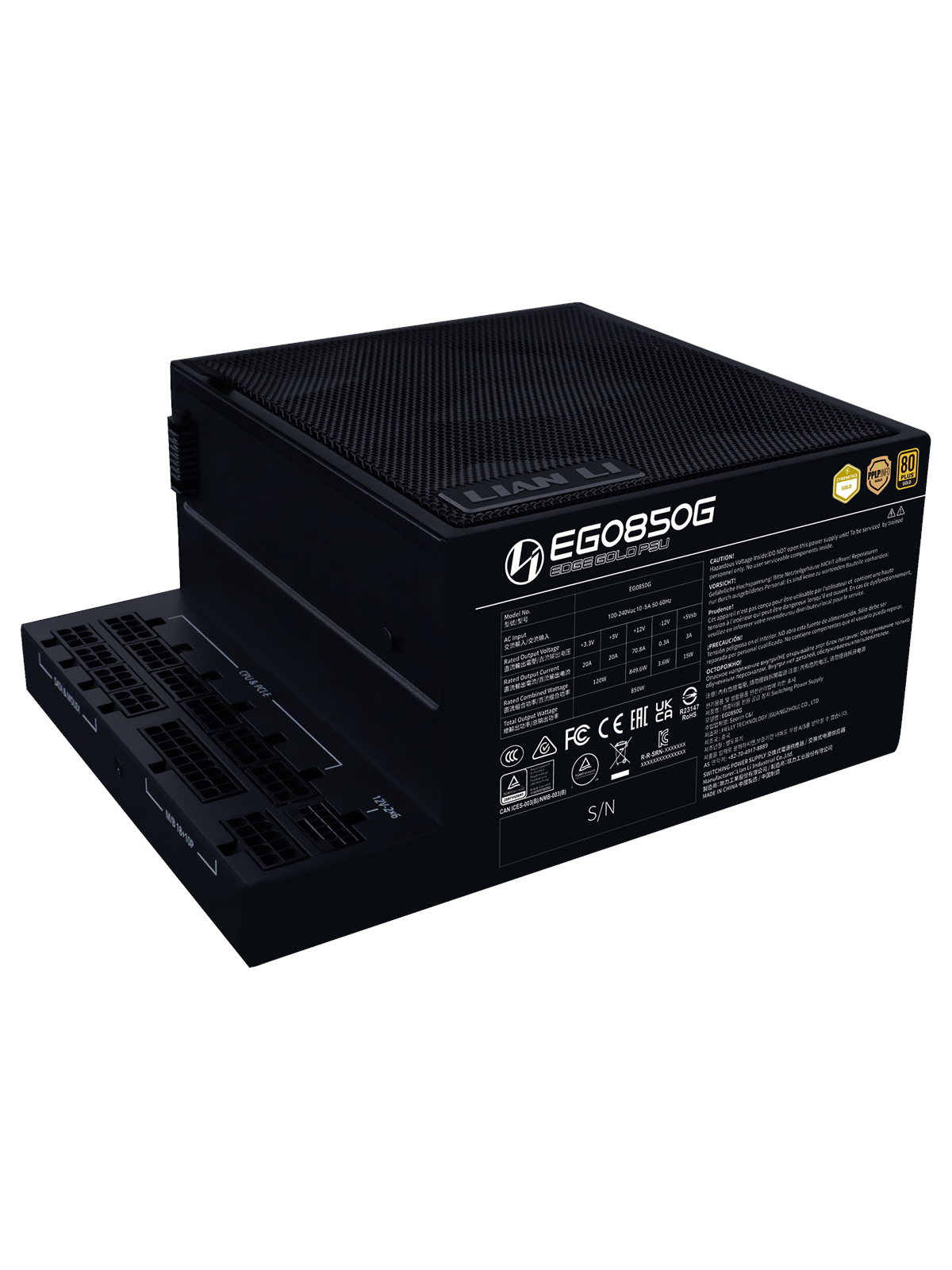 Lian Li Edge Gold 850w Black Netzteile - 850 Watt - 120 mm - Atx 3.1 - 80 Plus Gold Zertifiziert - G9p.Eg0850g.B000.EU