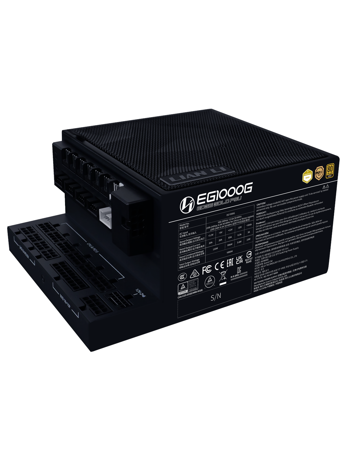 Lian Li Edge Gold 1000w Black (With Usb Hub) Netzteile - 1000 Watt - 120 mm - Atx 3.1 - 80 Plus Gold Zertifiziert - G9p.Eg1000g.Bh00.EU