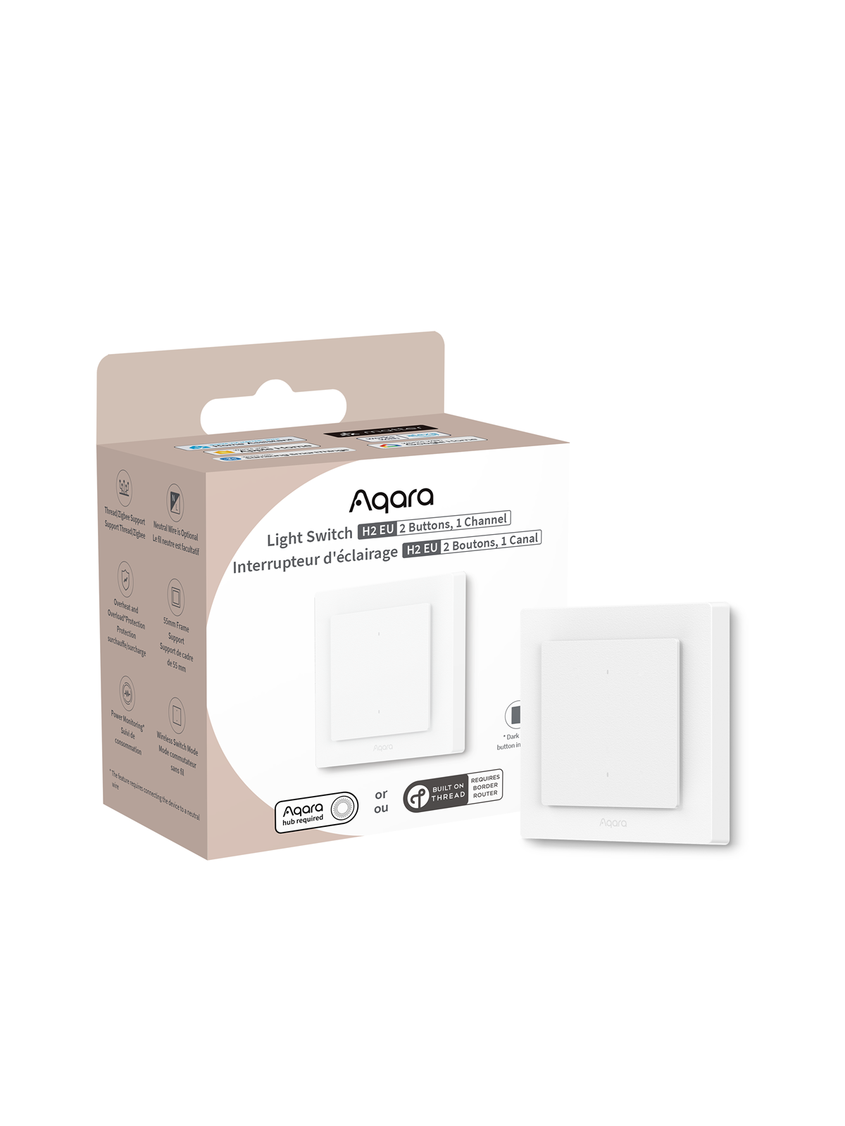 Aqara Light Switch H2 EU (2 Buttons 1 Channel) - Smart Home - Ws-k07d