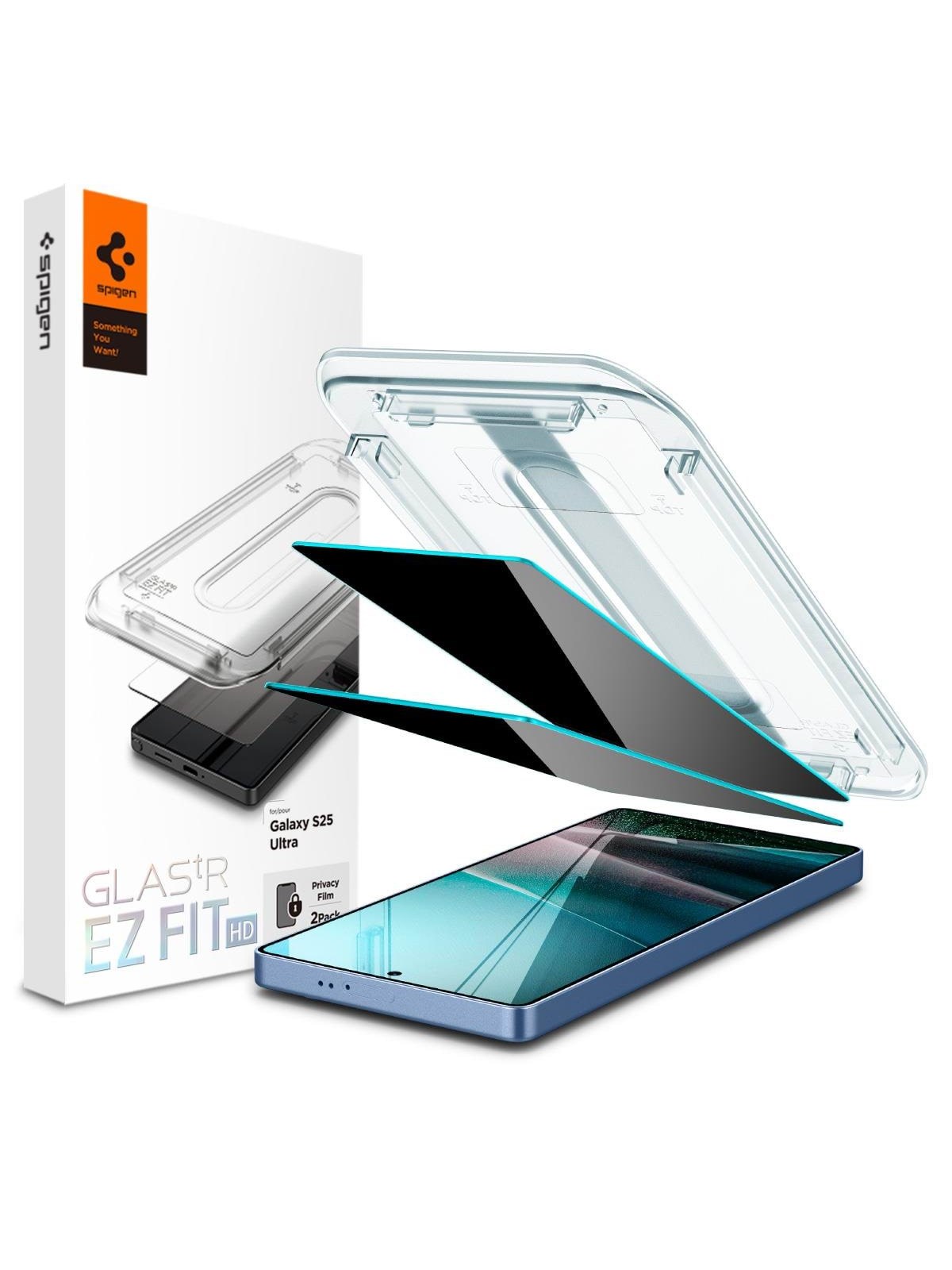 Spigen Glass tR EZ Fit HD (Privacy) 2 Pack - Samsung Galaxy S25 Ultra - Handys Schutzfolie - Agl09335
