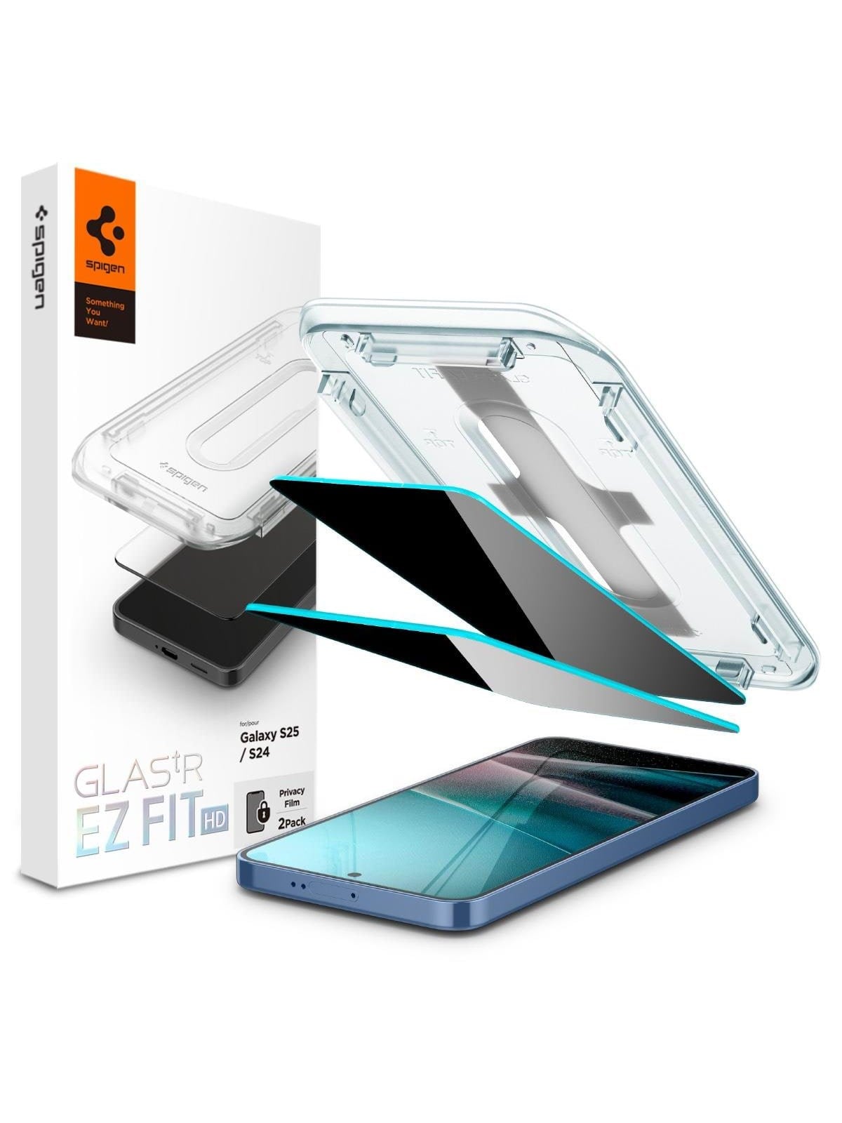 Spigen Glass tR EZ Fit HD (Privacy) 2 Pack - Samsung Galaxy S25/s24 - Handys Schutzfolie - Agl09308