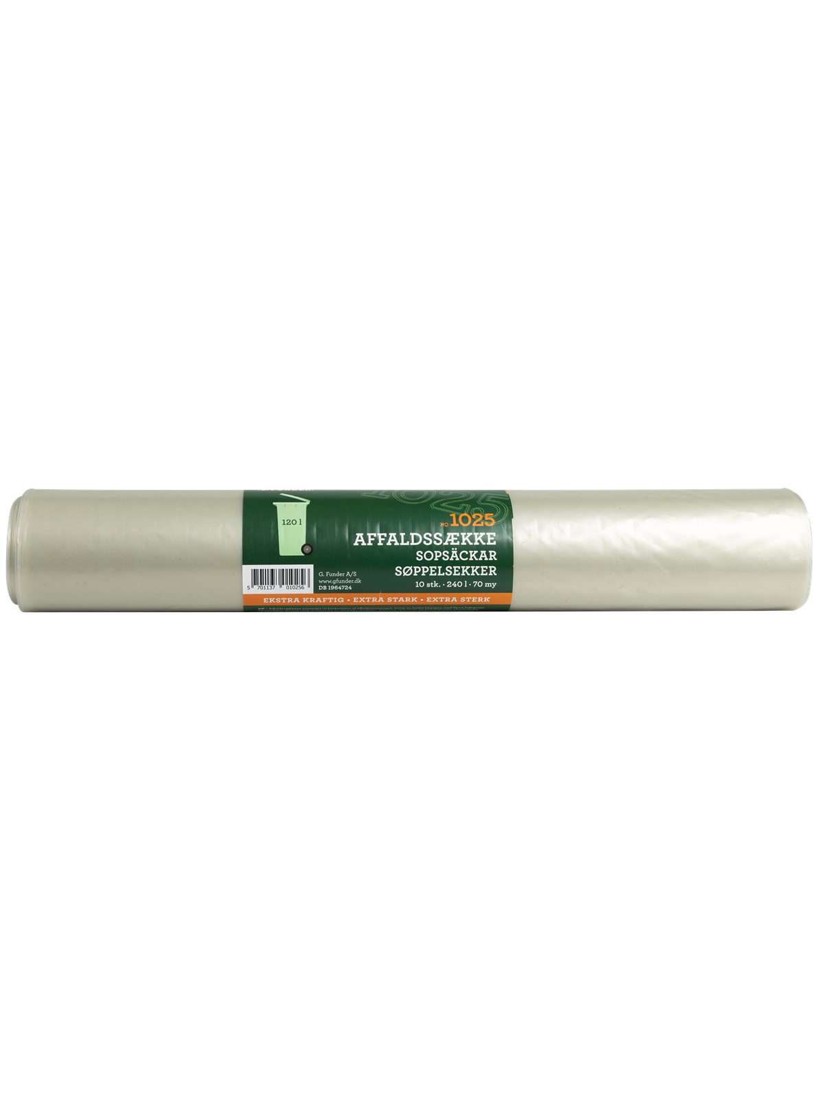 G.Funder Container Garbage Bags For 120 Liter Container Clear Plastic 10 Bags Per Roll - Extra Heavy Duty Quality - Reinigung - 5701137010256