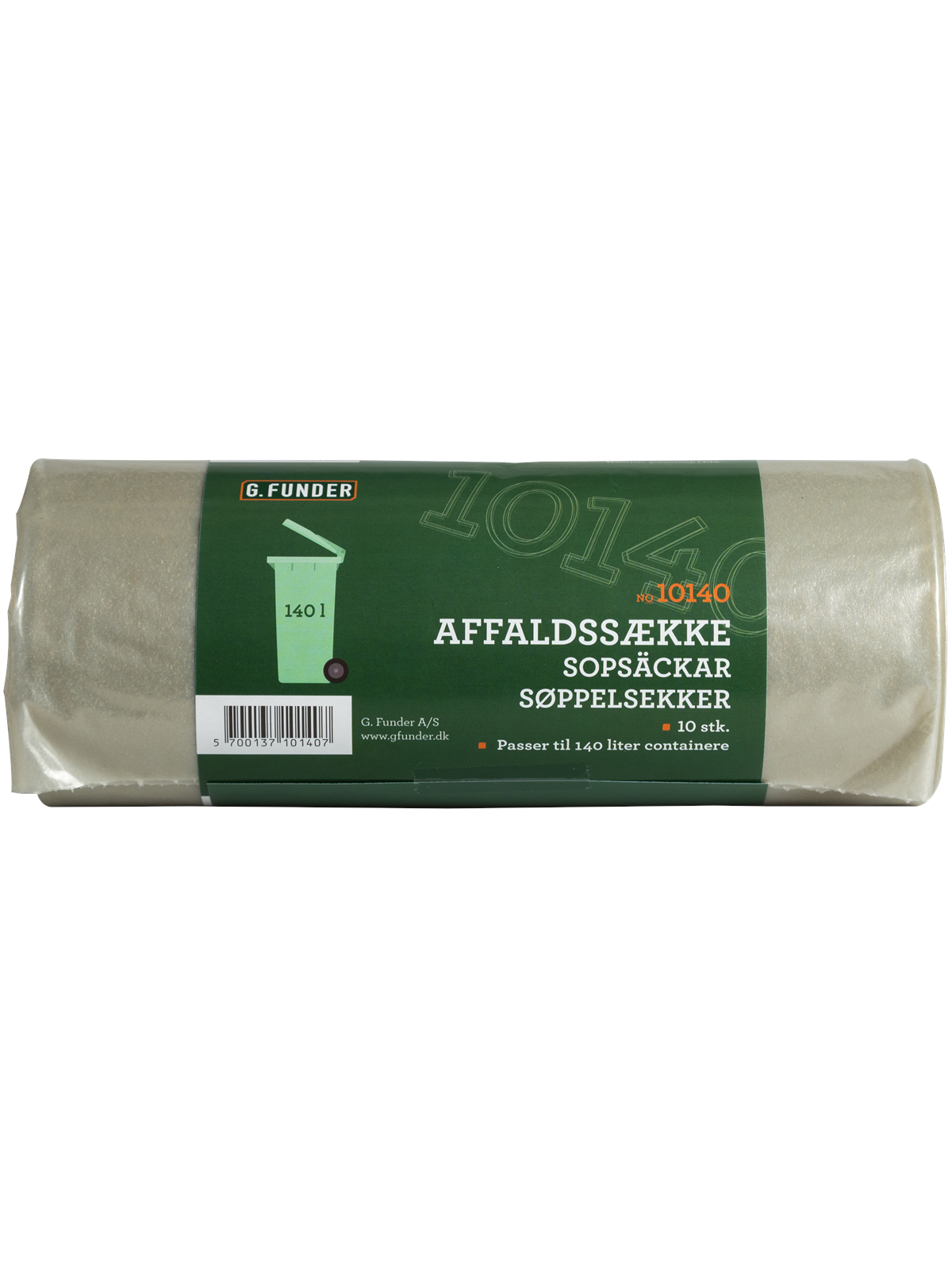 G.Funder Container Garbage Bags For 140 Liter Container Clear Plastic 10 Bags Per Roll - Standard Quality - Reinigung - 5701137101404