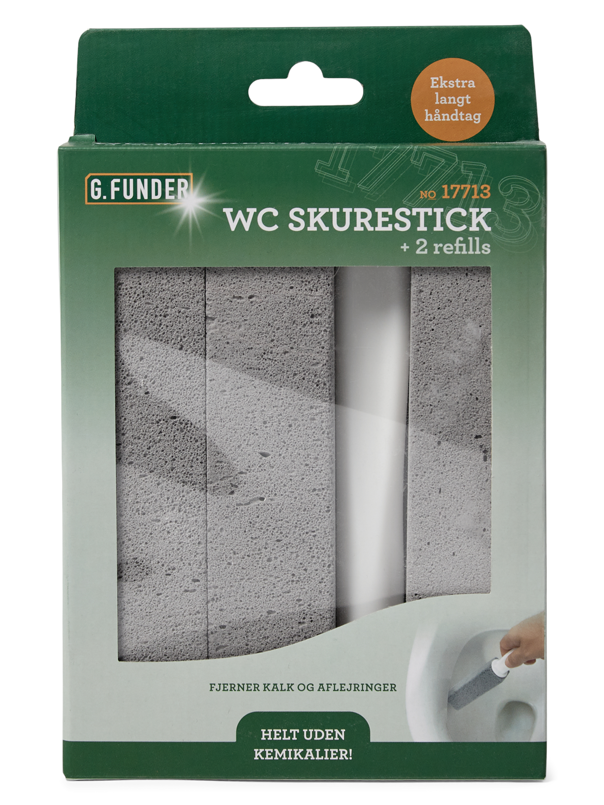 G.Funder WC Scrubbing Stick With Extra Long Handle And 2 Refills (in Colorbox) - Reinigung - 5701137177133